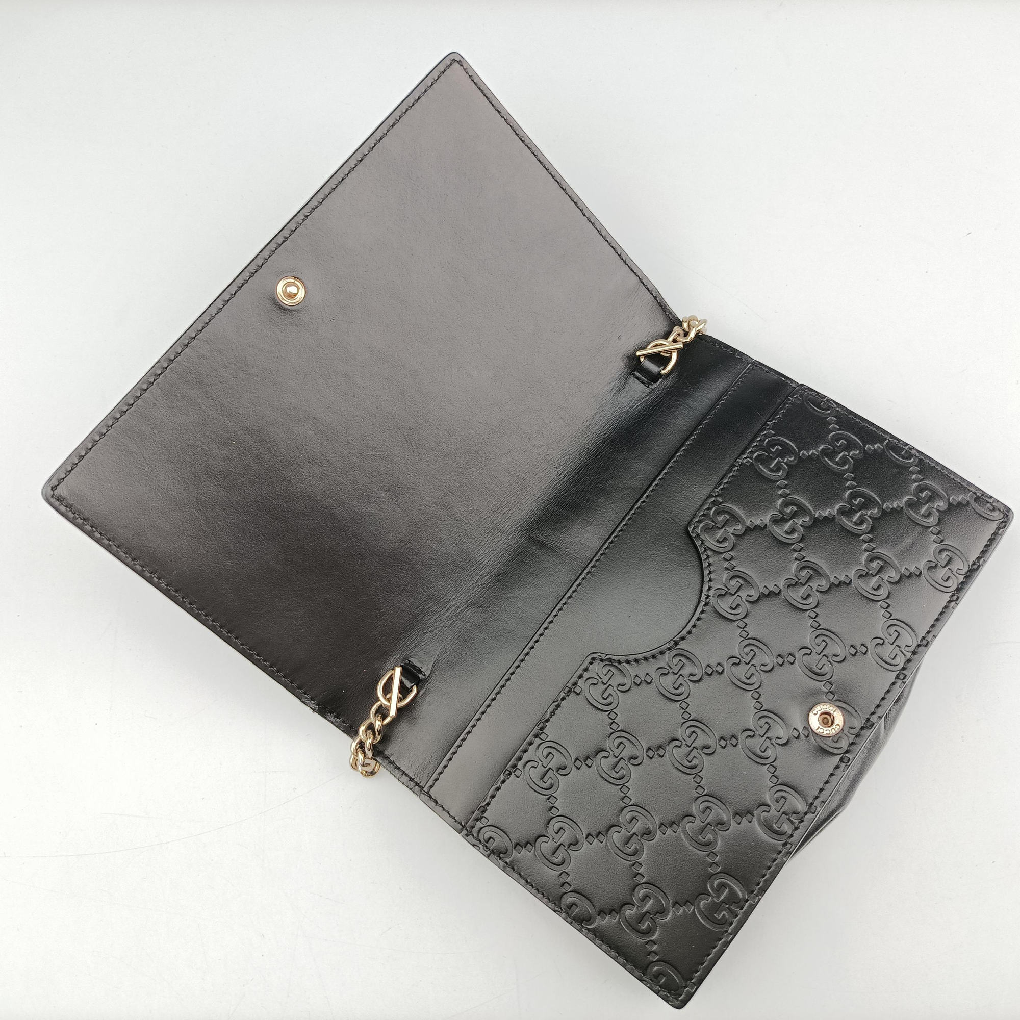 Pre-owned Gucci Guccissima Signature Bowy Black Leather 431408 shoulderbag | stylenewstar