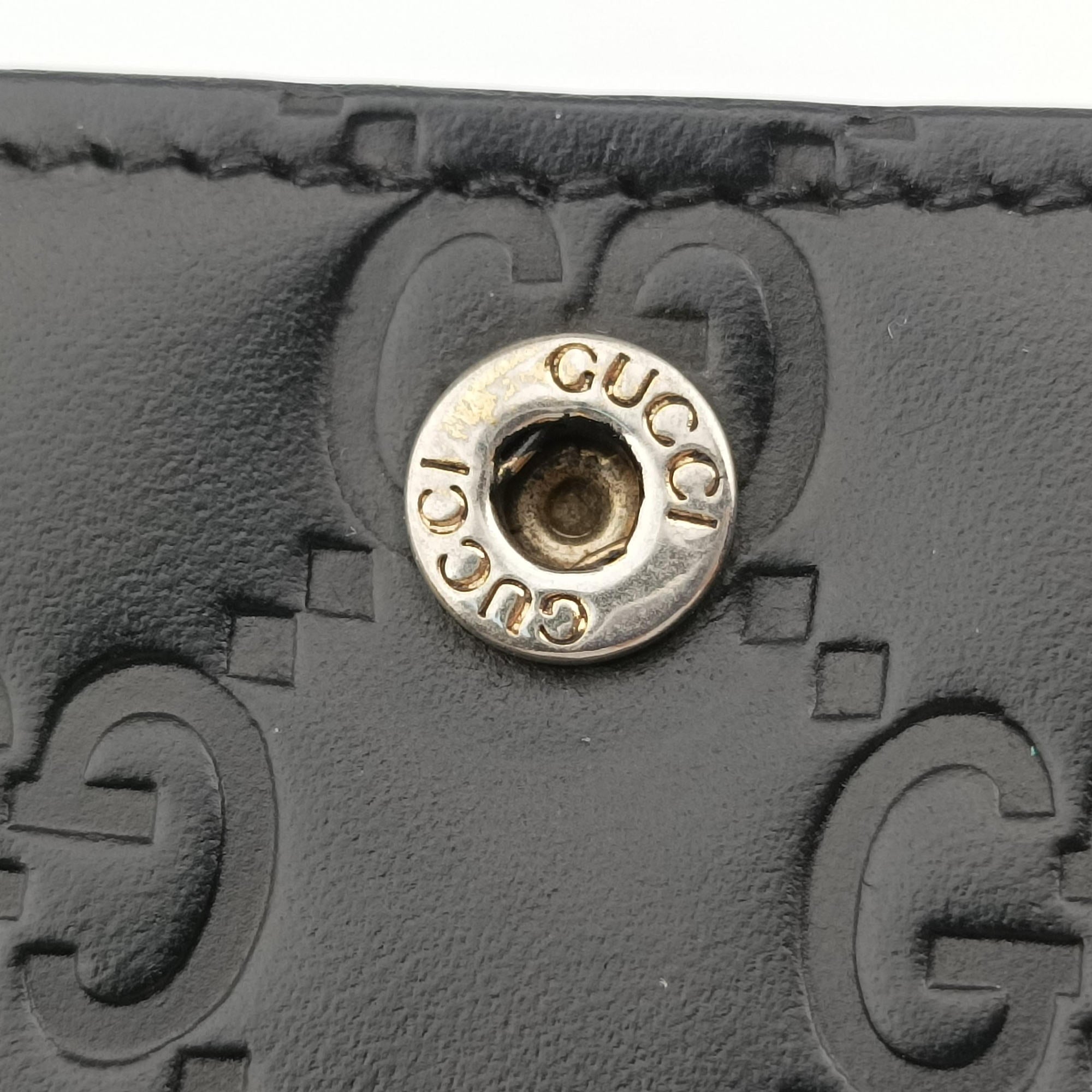 Pre-owned Gucci Guccissima Signature Bowy Black Leather 431408 shoulderbag | stylenewstar