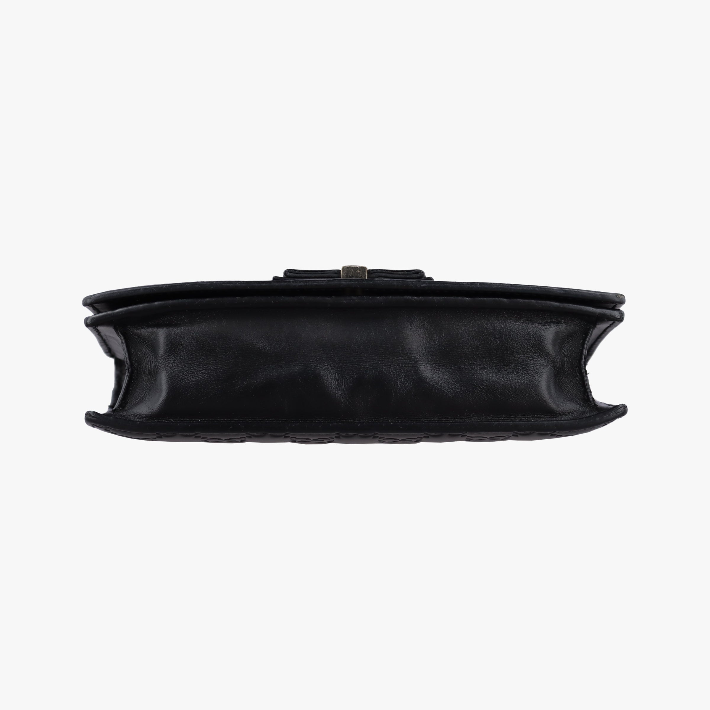 Pre-owned Gucci Guccissima Signature Bowy Black Leather 431408 shoulderbag | stylenewstar