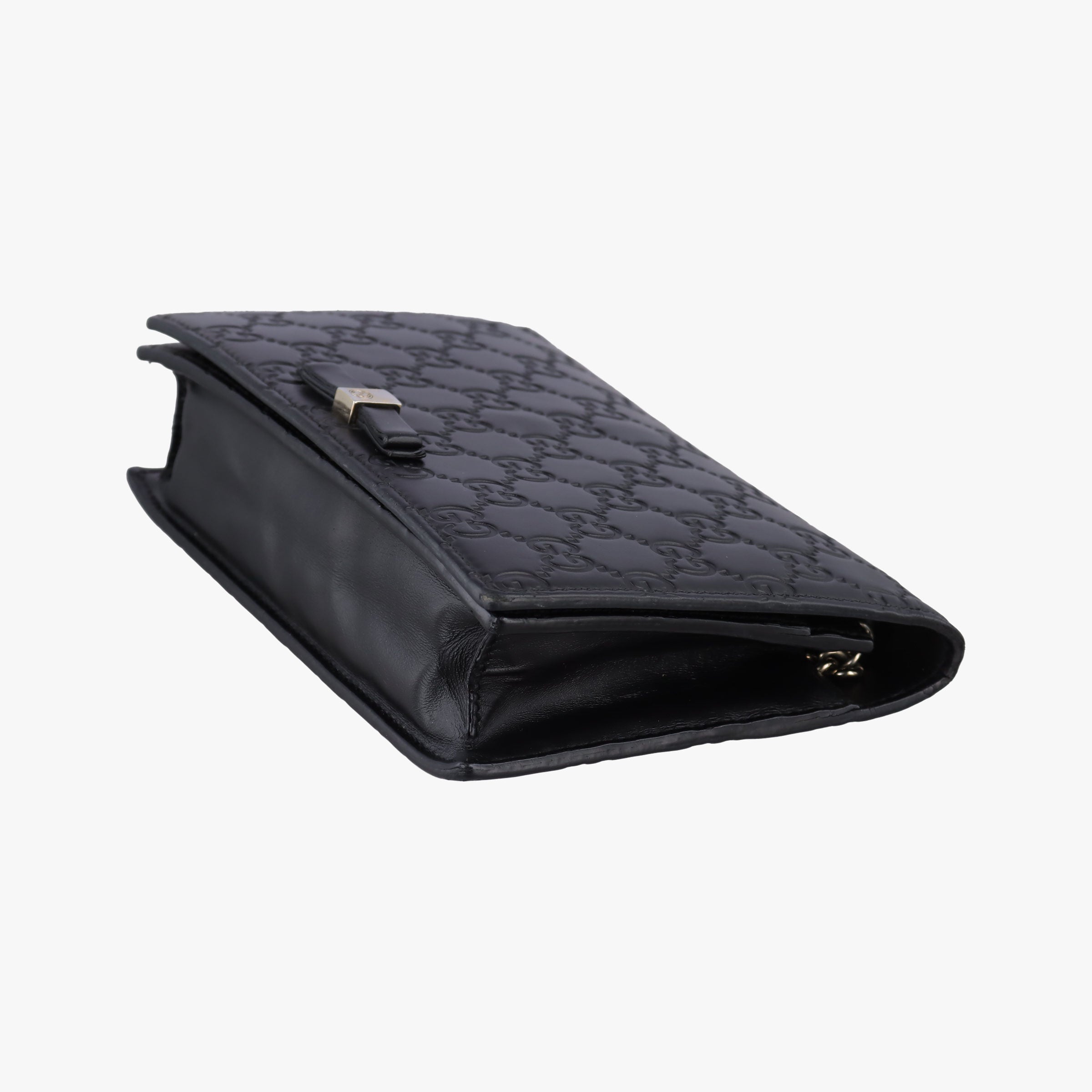Pre-owned Gucci Guccissima Signature Bowy Black Leather 431408 shoulderbag | stylenewstar