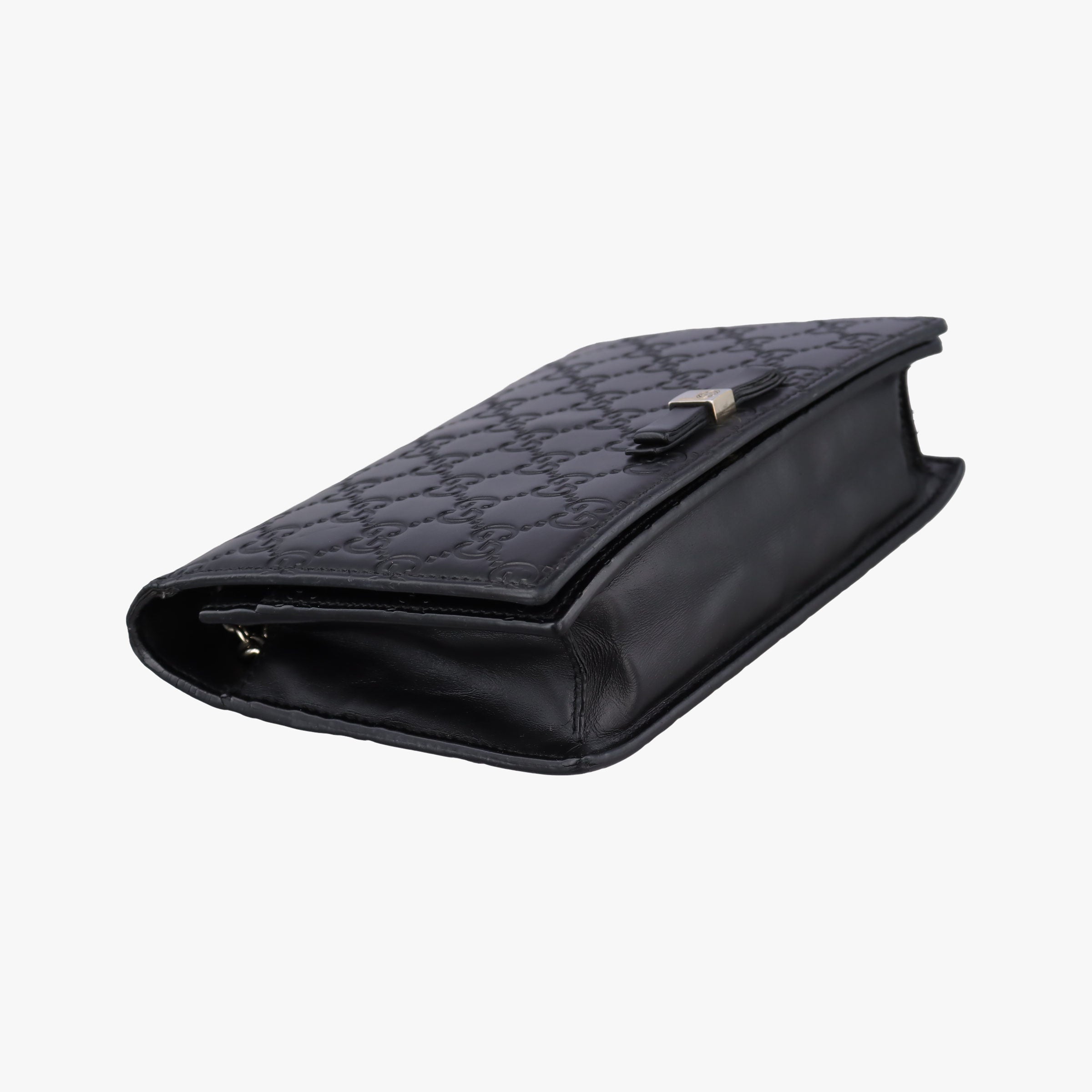 Pre-owned Gucci Guccissima Signature Bowy Black Leather 431408 shoulderbag | stylenewstar