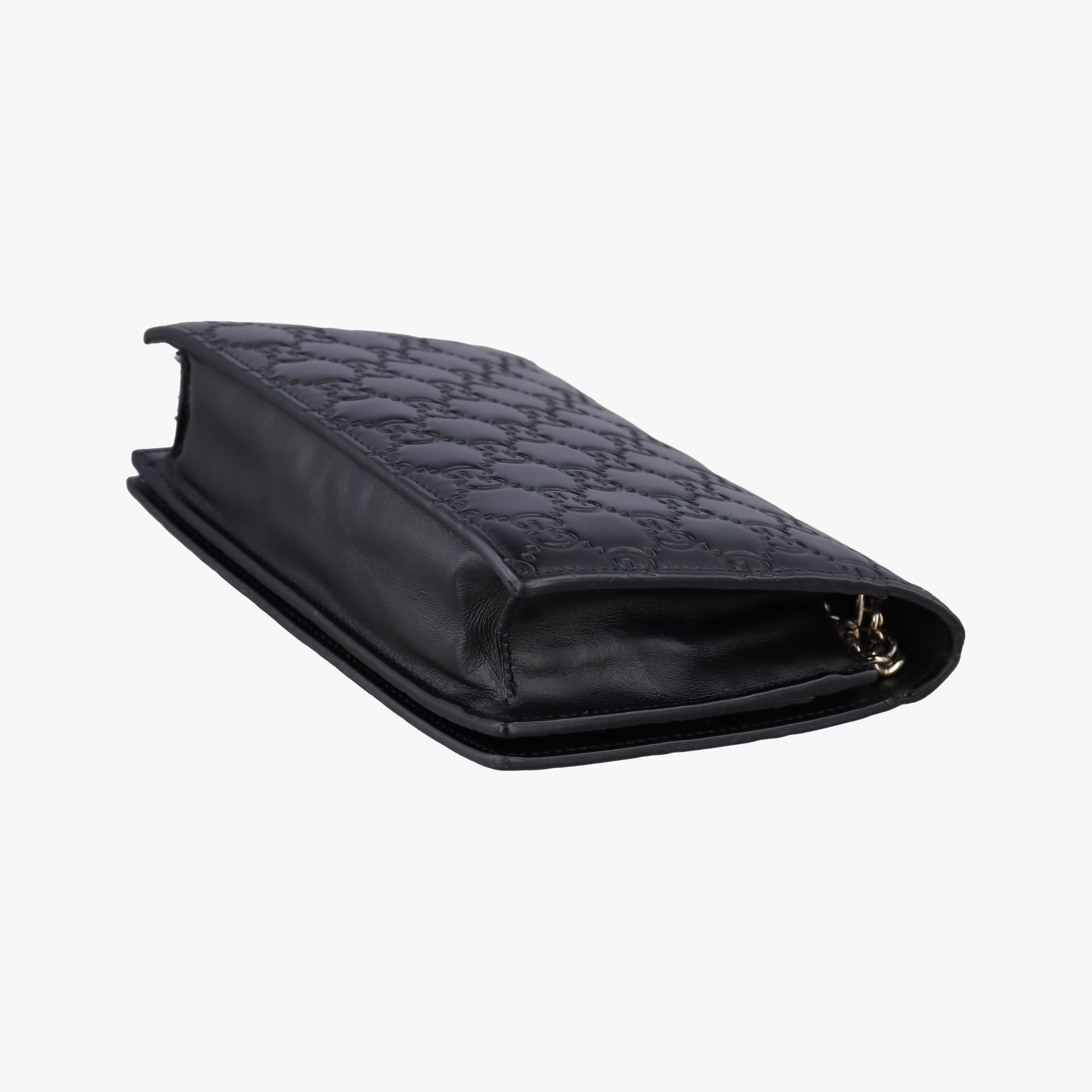 Pre-owned Gucci Guccissima Signature Bowy Black Leather 431408 shoulderbag | stylenewstar