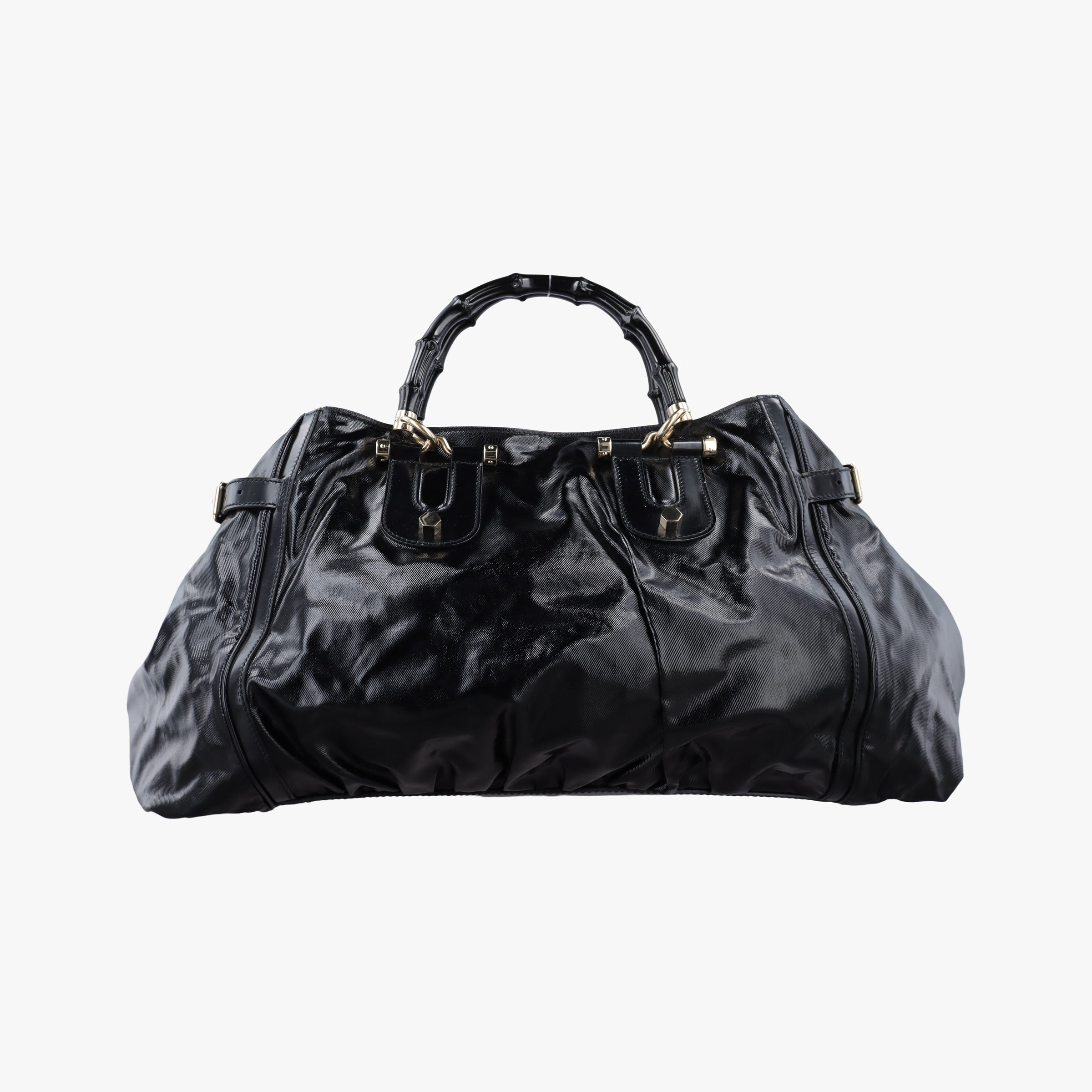 Pre-owned Gucci Bamboo Pop Black Patent 189872 handbag | stylenewstar