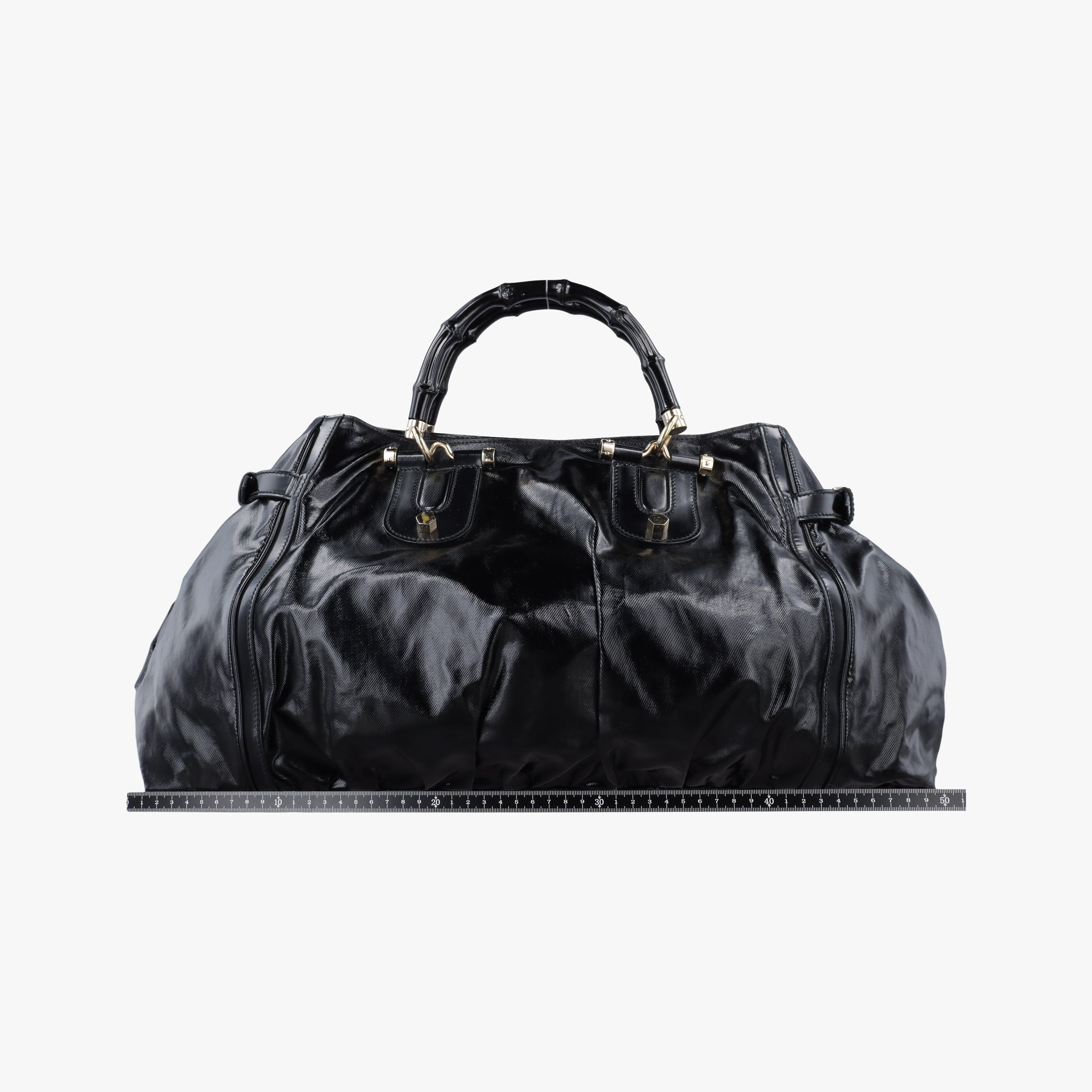 Pre-owned Gucci Bamboo Pop Black Patent 189872 handbag | stylenewstar