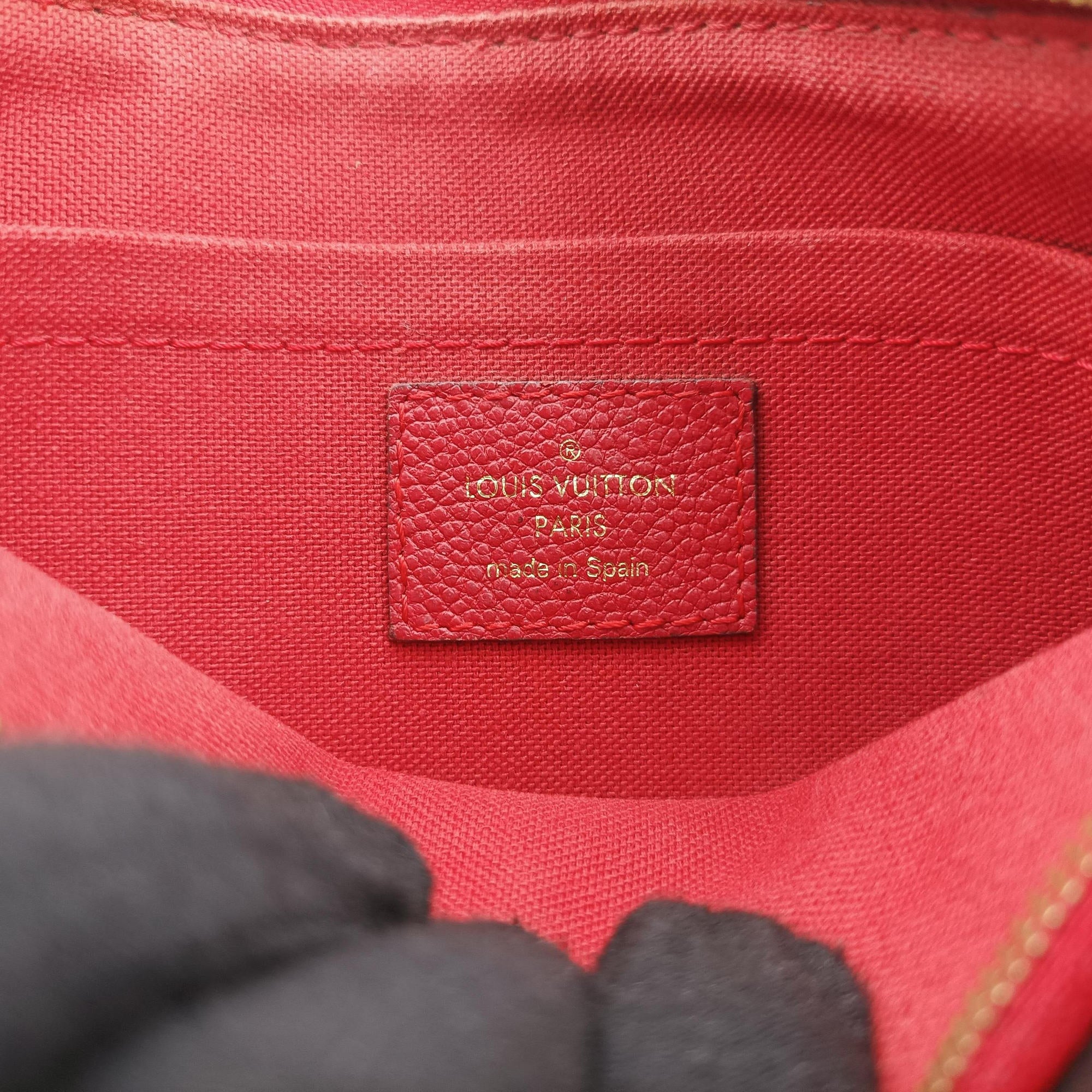 Pre-owned Louis Vuitton PALLAS Clutch brown×CERISE Monogram Canvas×calf leather M41638 shoulderbag | stylenewstar