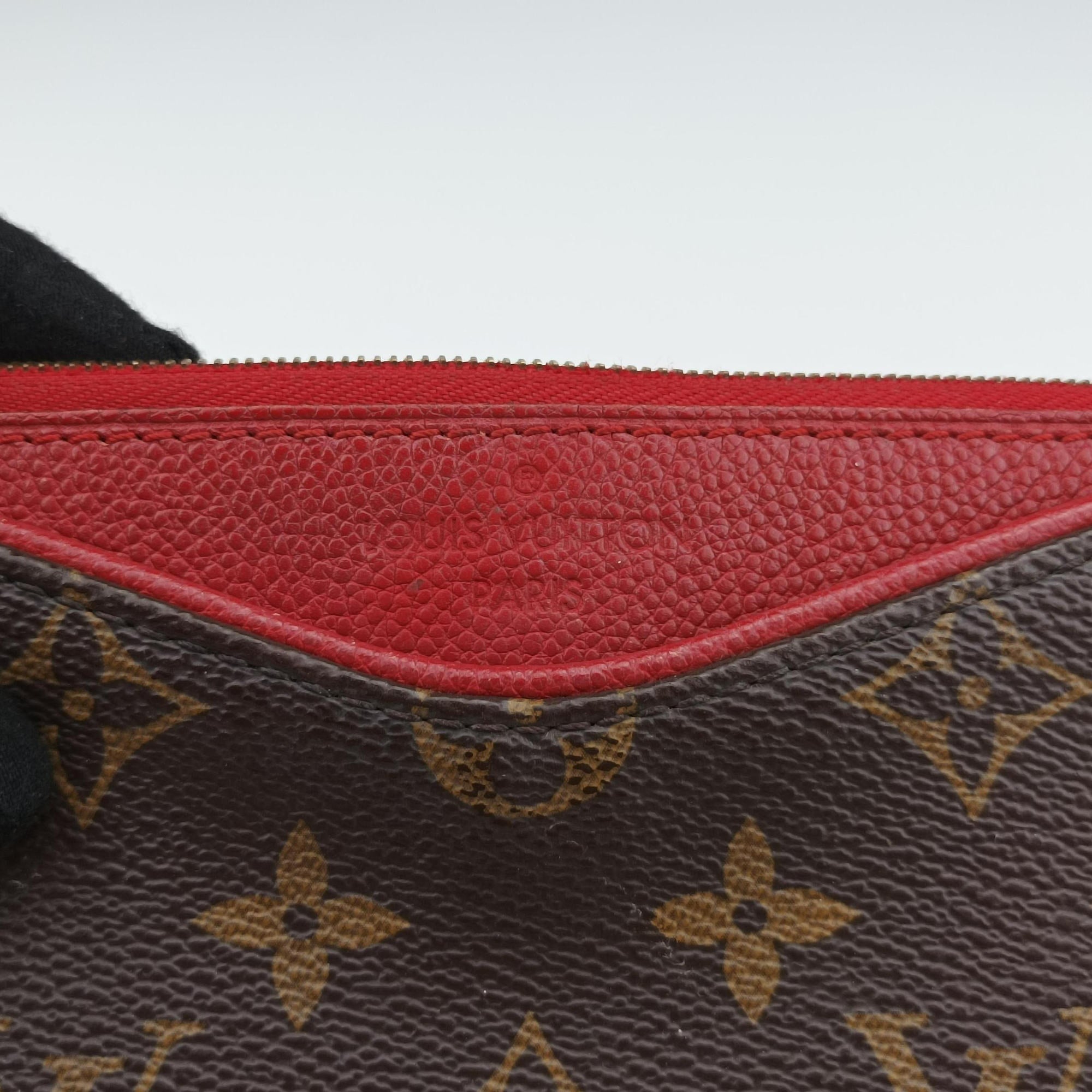 Pre-owned Louis Vuitton PALLAS Clutch brown×CERISE Monogram Canvas×calf leather M41638 shoulderbag | stylenewstar