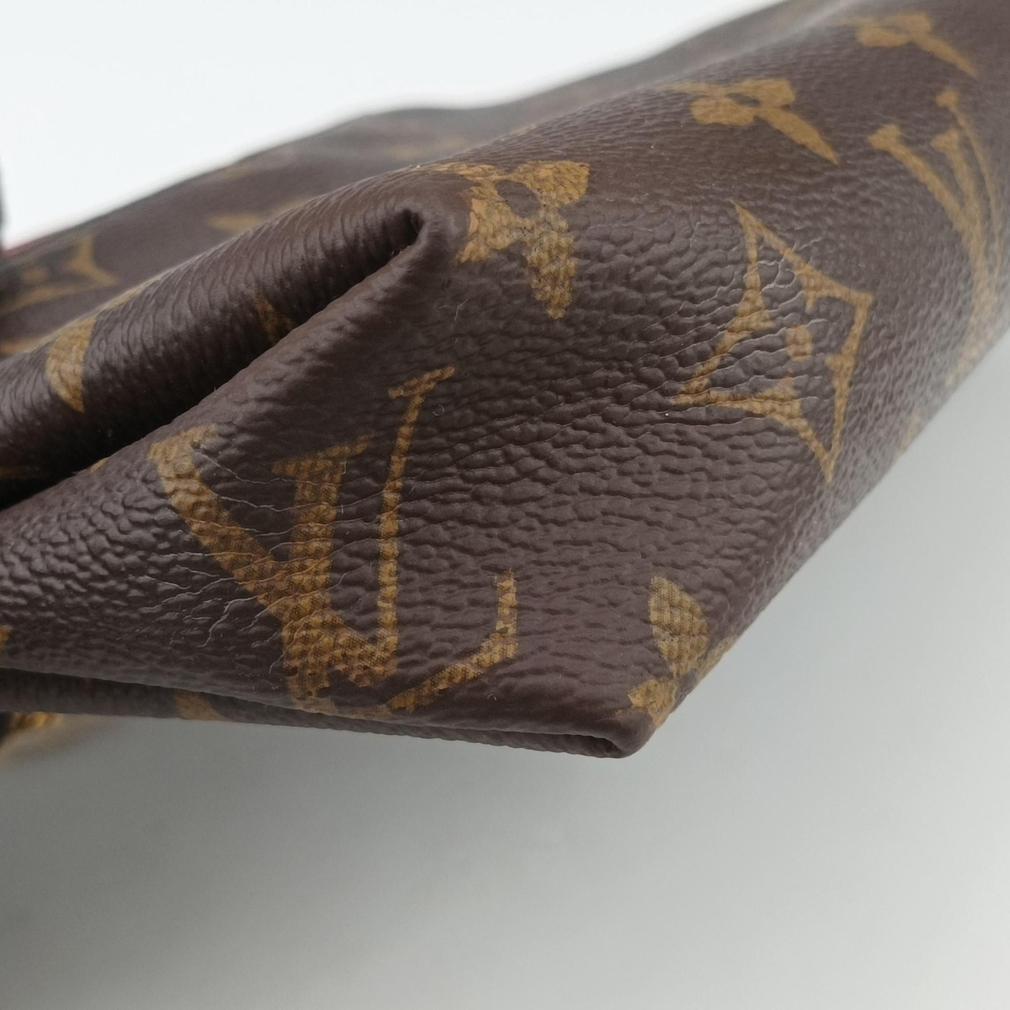 Pre-owned Louis Vuitton PALLAS Clutch brown×CERISE Monogram Canvas×calf leather M41638 shoulderbag | stylenewstar