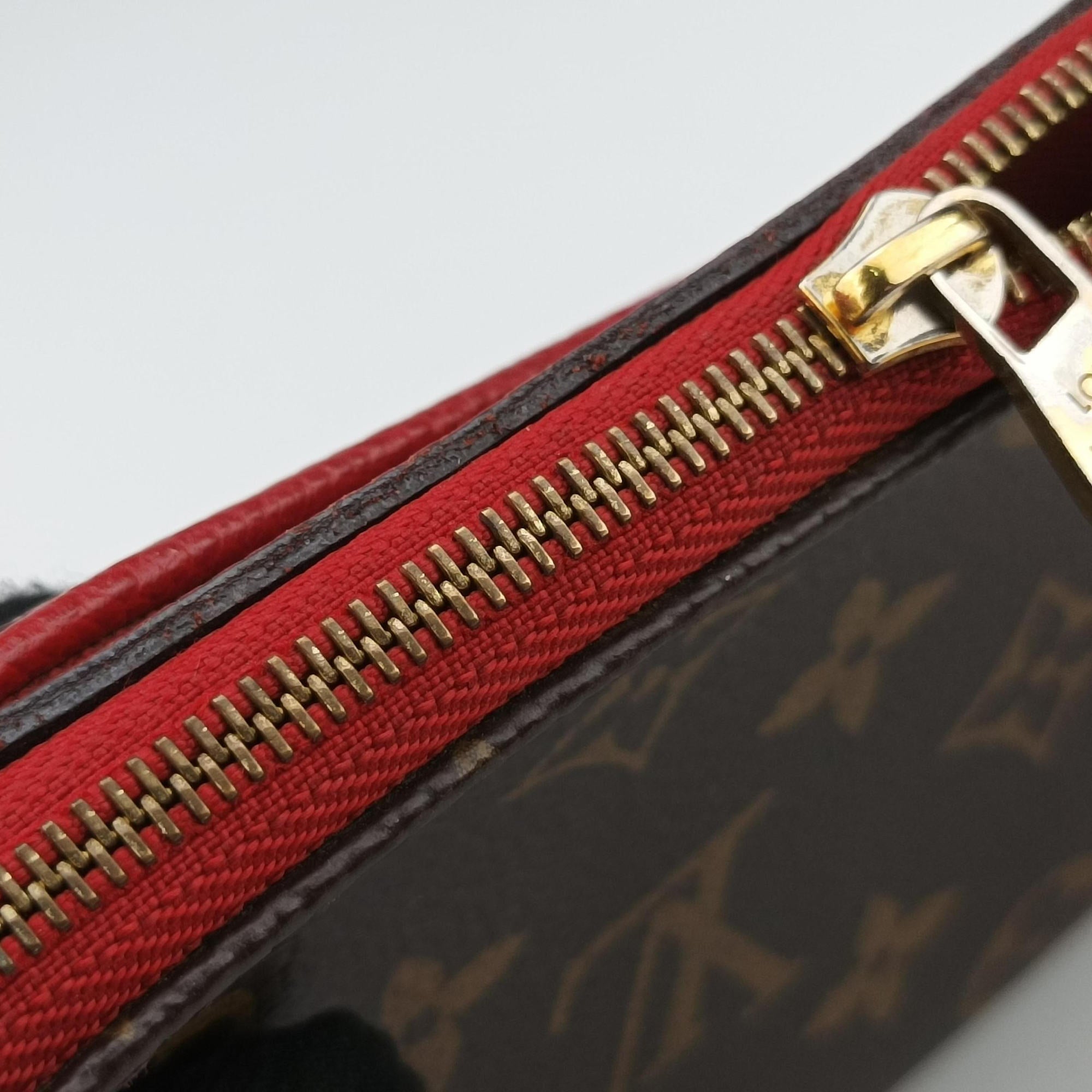 Pre-owned Louis Vuitton PALLAS Clutch brown×CERISE Monogram Canvas×calf leather M41638 shoulderbag | stylenewstar