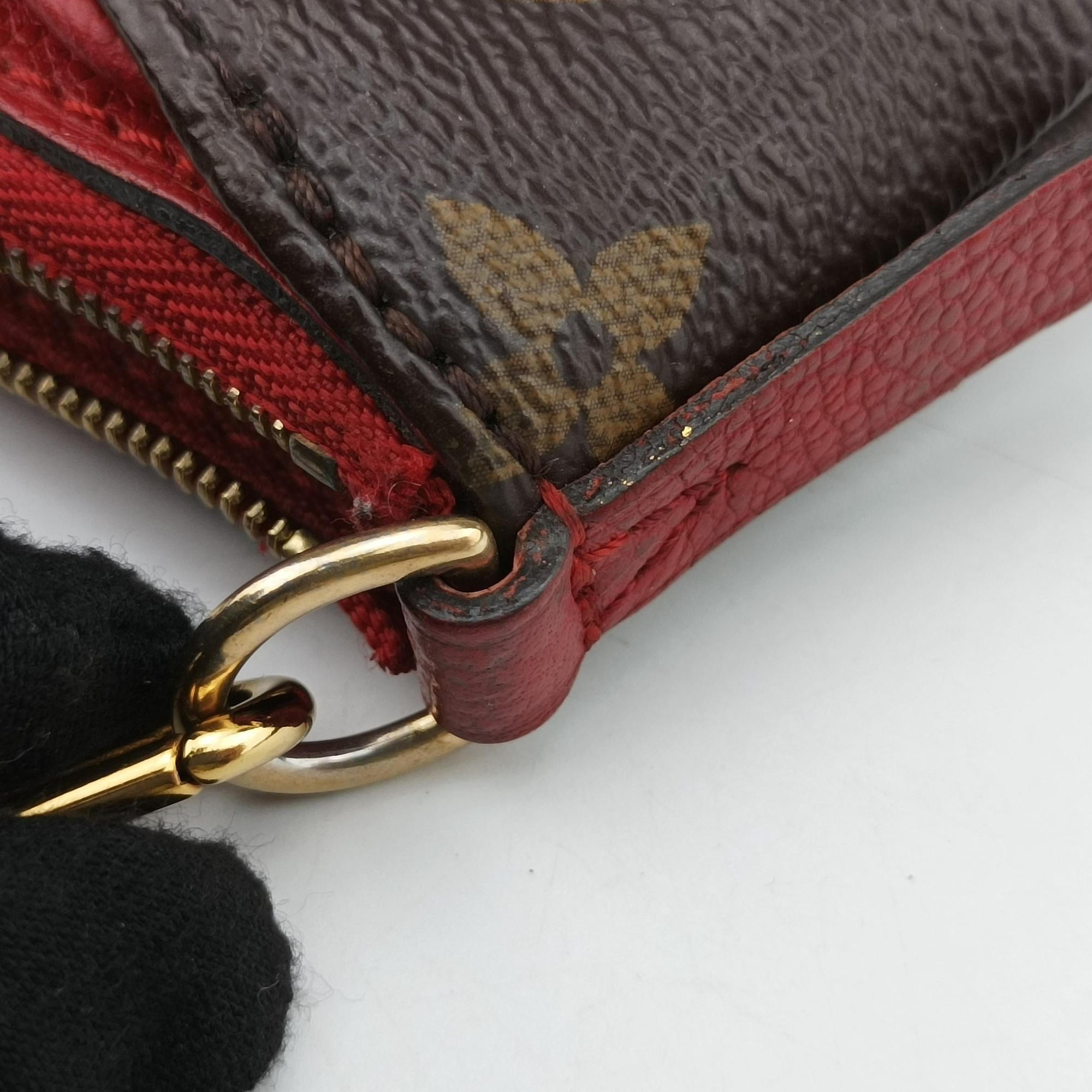 Pre-owned Louis Vuitton PALLAS Clutch brown×CERISE Monogram Canvas×calf leather M41638 shoulderbag | stylenewstar
