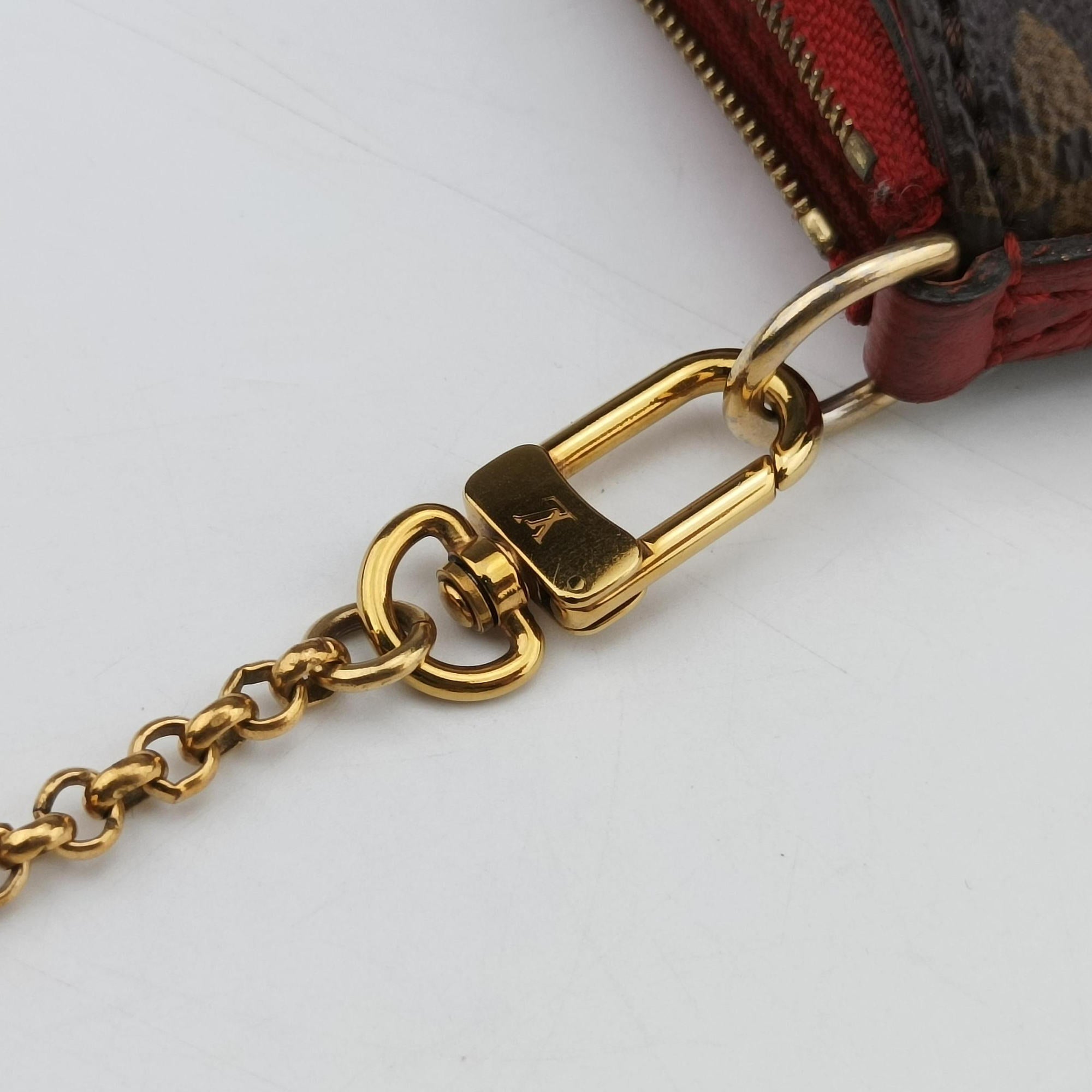 Pre-owned Louis Vuitton PALLAS Clutch brown×CERISE Monogram Canvas×calf leather M41638 shoulderbag | stylenewstar