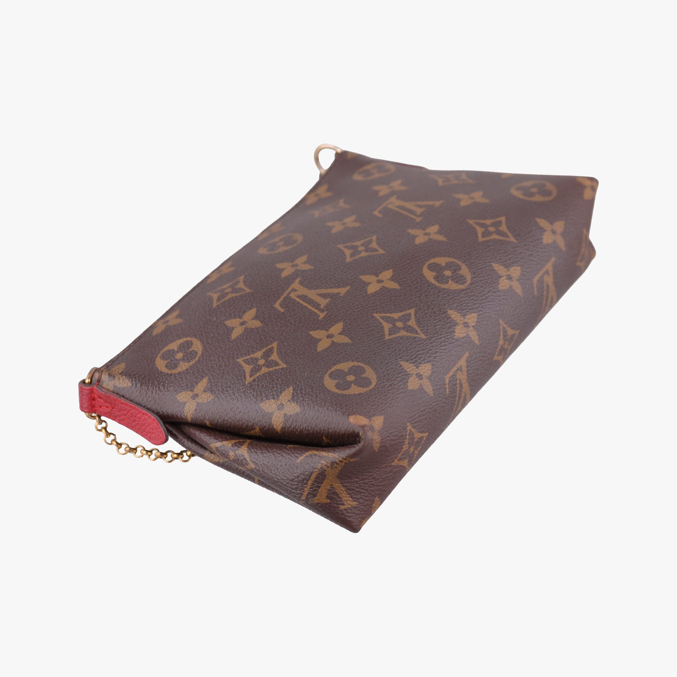 Pre-owned Louis Vuitton PALLAS Clutch brown×CERISE Monogram Canvas×calf leather M41638 shoulderbag | stylenewstar