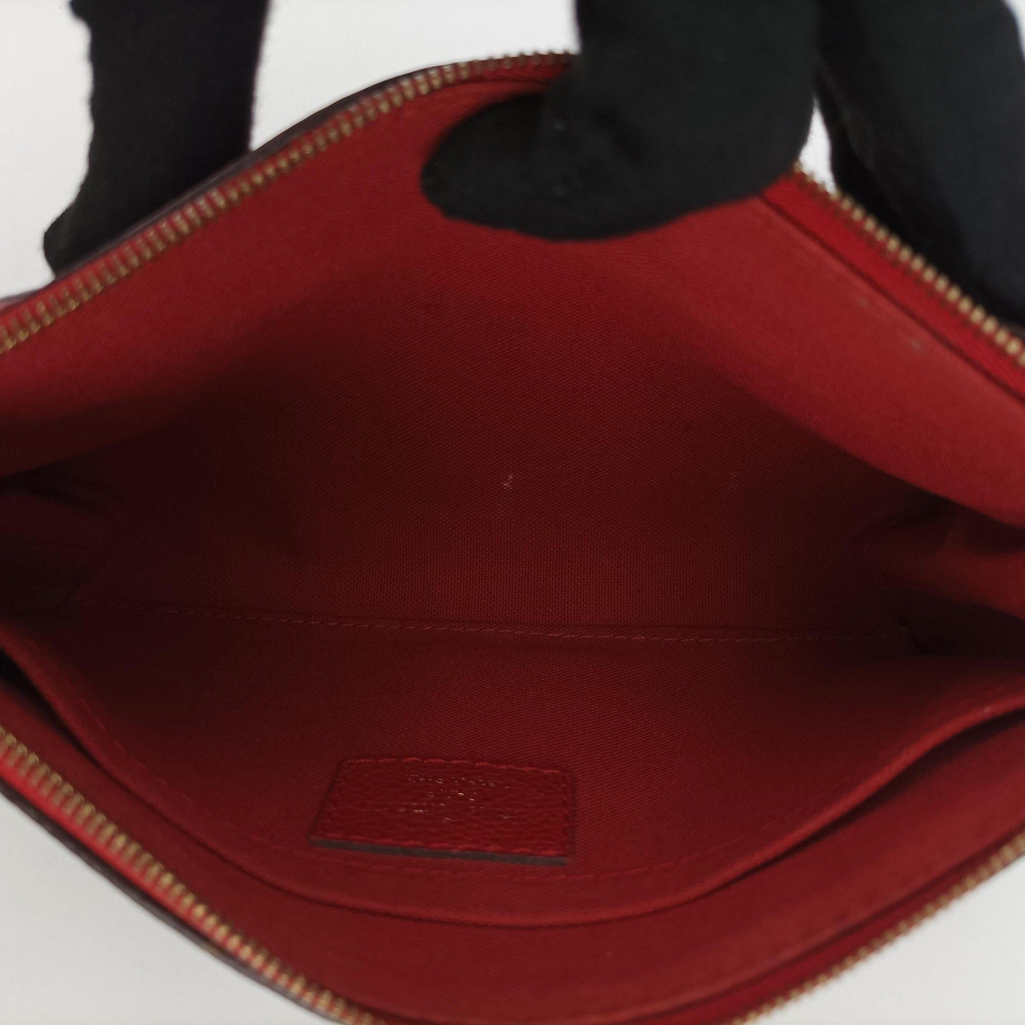 Pre-owned Louis Vuitton PALLAS Clutch brown×CERISE Monogram Canvas×calf leather M41638 shoulderbag | stylenewstar