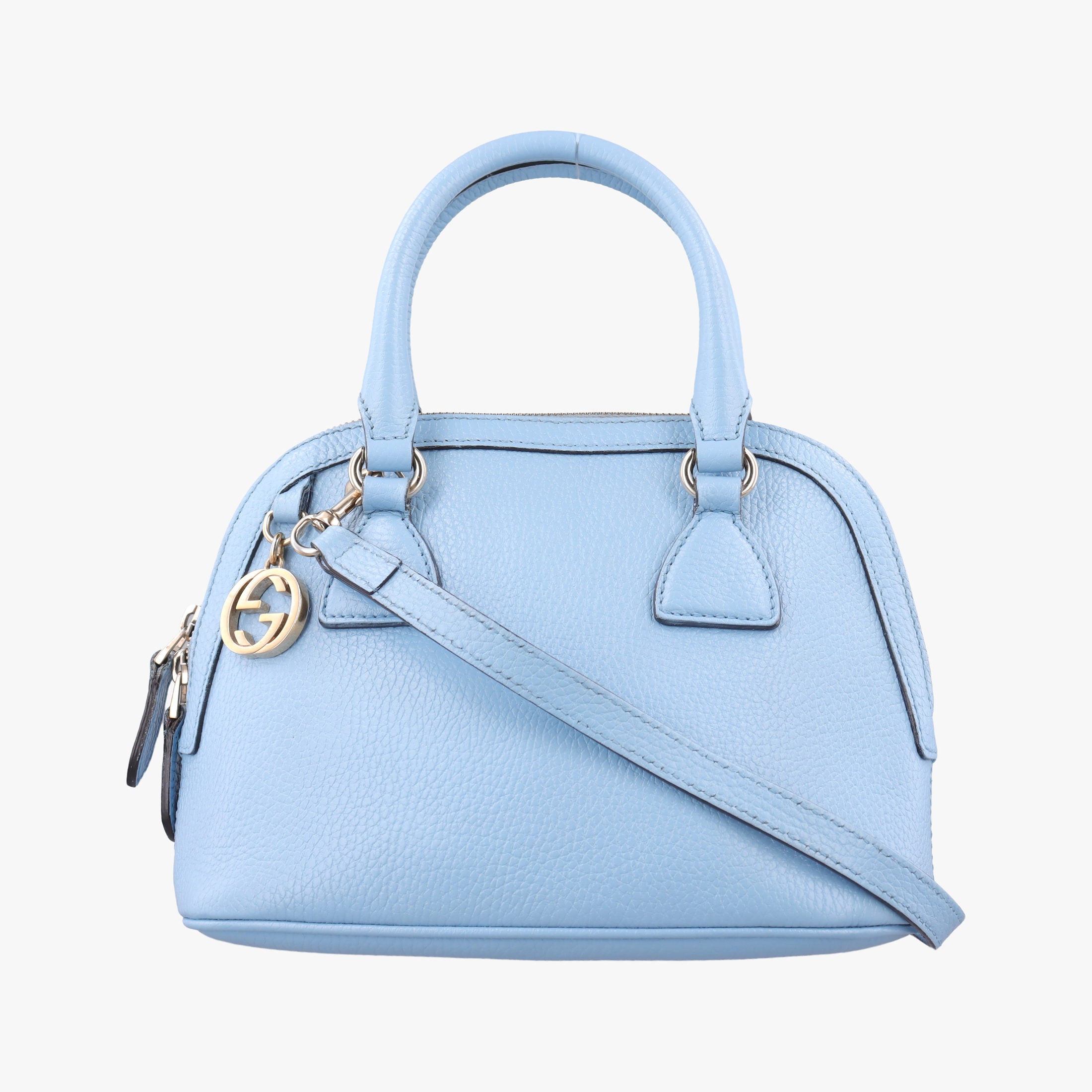 Pre-owned Gucci Interlocking G charm Dome Blue Leather 449661 shoulderbag | stylenewstar