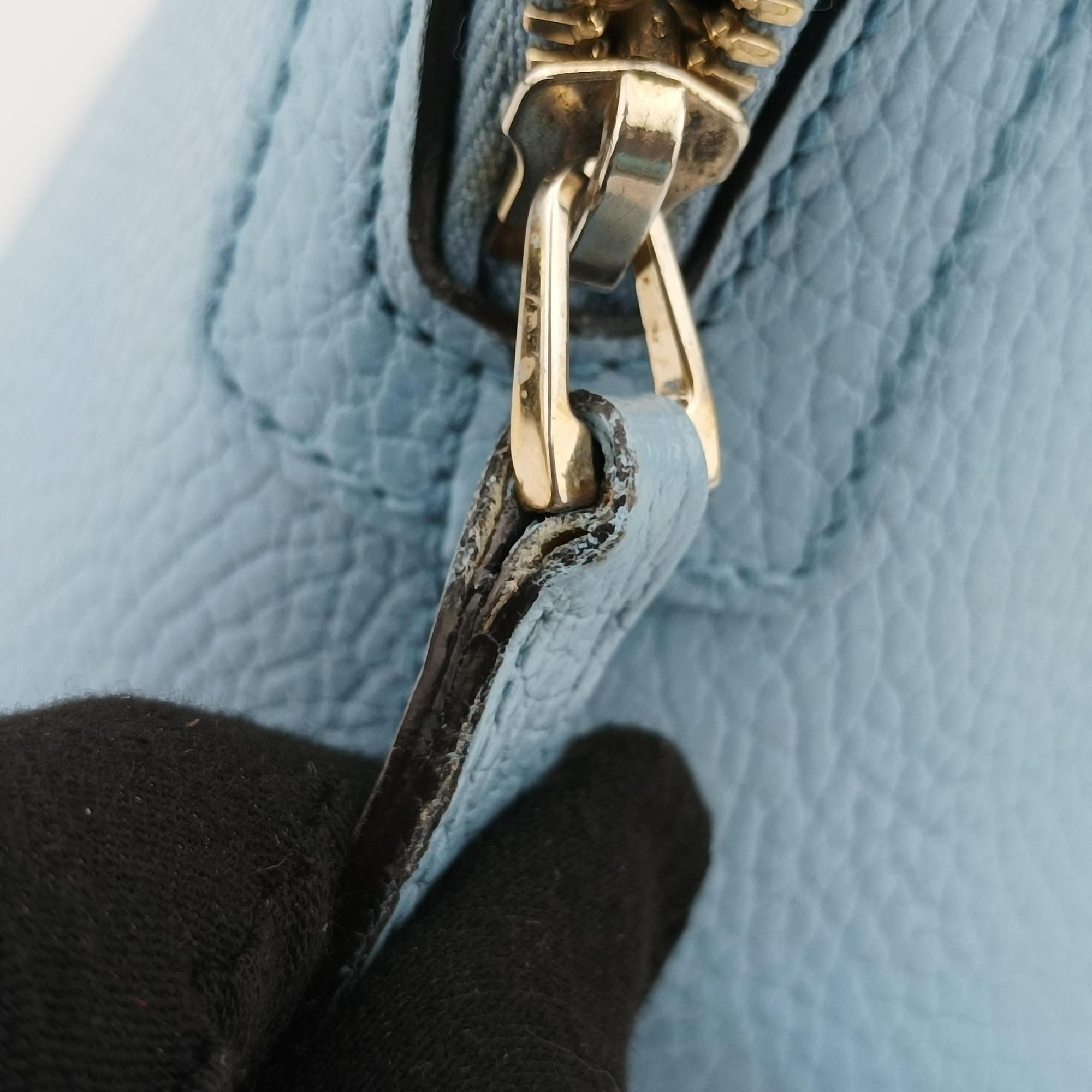 Pre-owned Gucci Interlocking G charm Dome Blue Leather 449661 shoulderbag | stylenewstar