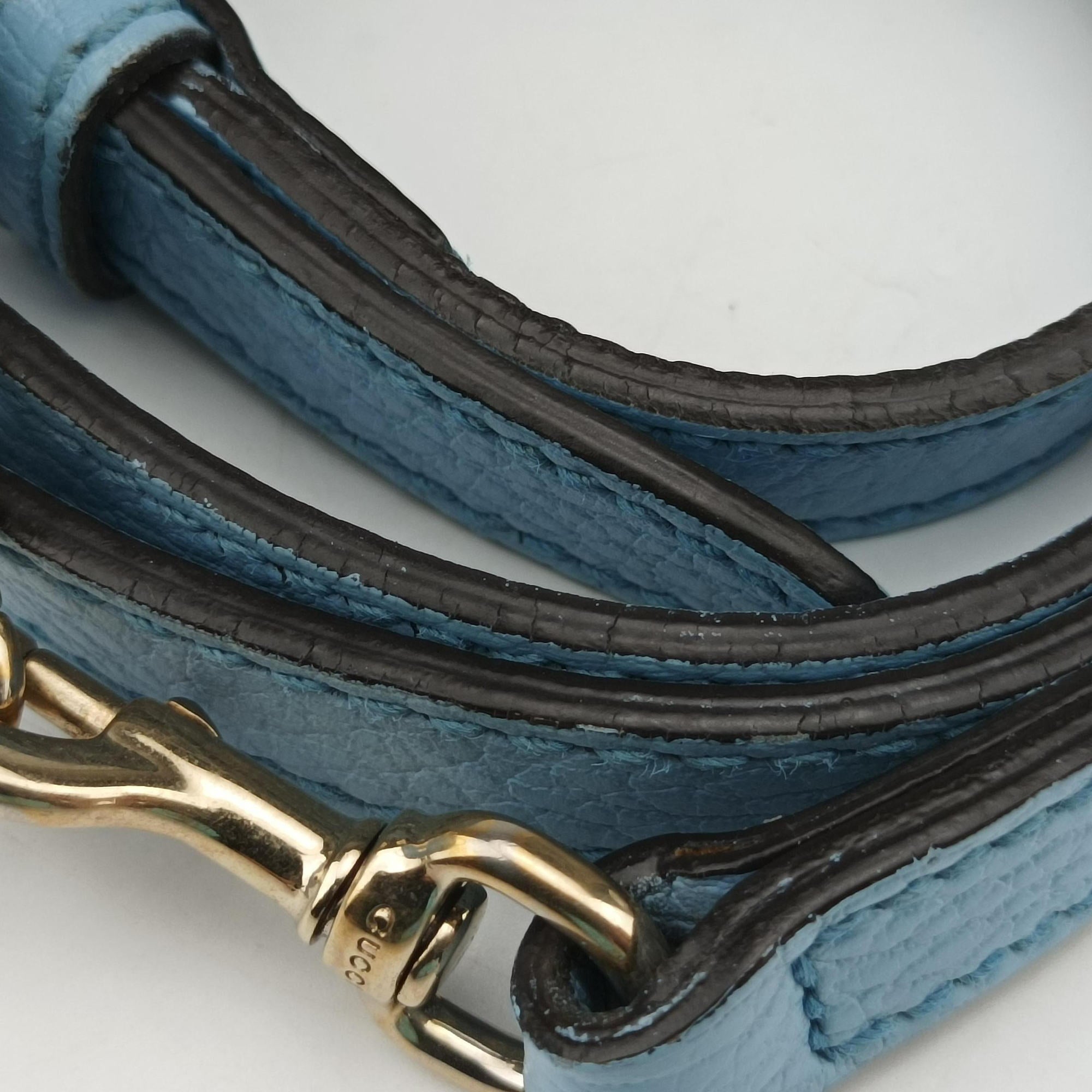 Pre-owned Gucci Interlocking G charm Dome Blue Leather 449661 shoulderbag | stylenewstar