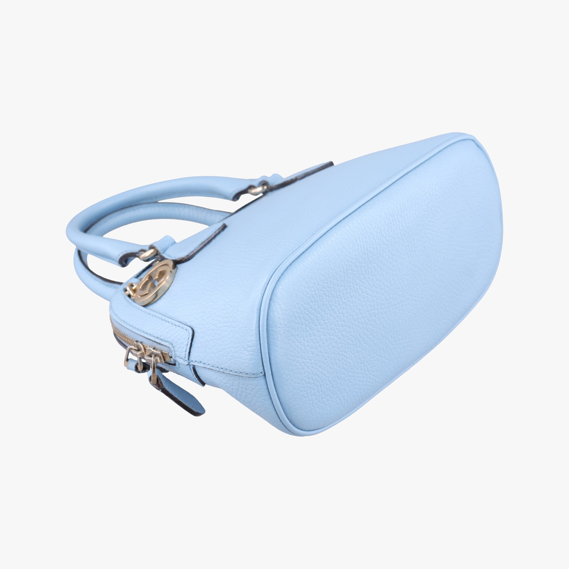 Pre-owned Gucci Interlocking G charm Dome Blue Leather 449661 shoulderbag | stylenewstar