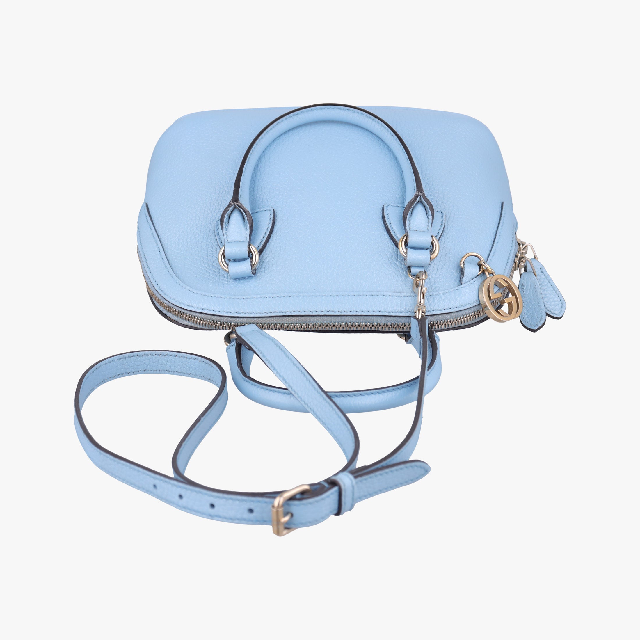 Pre-owned Gucci Interlocking G charm Dome Blue Leather 449661 shoulderbag | stylenewstar