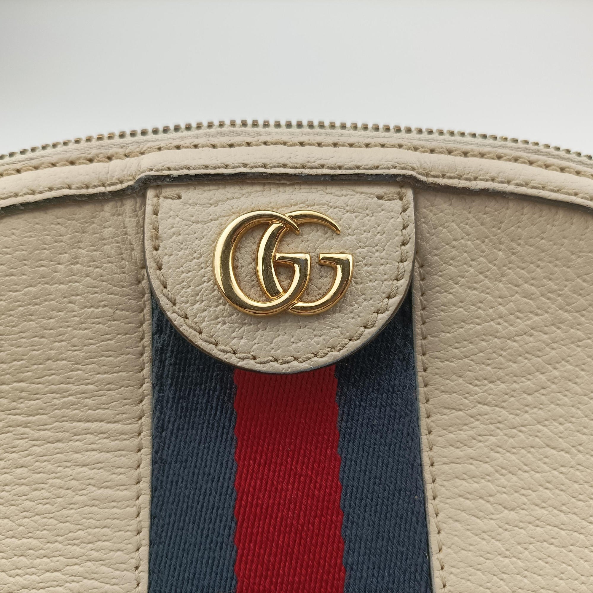 Pre-owned Gucci Ophidia White×Navy×Red Leather 499621 shoulderbag | stylenewstar