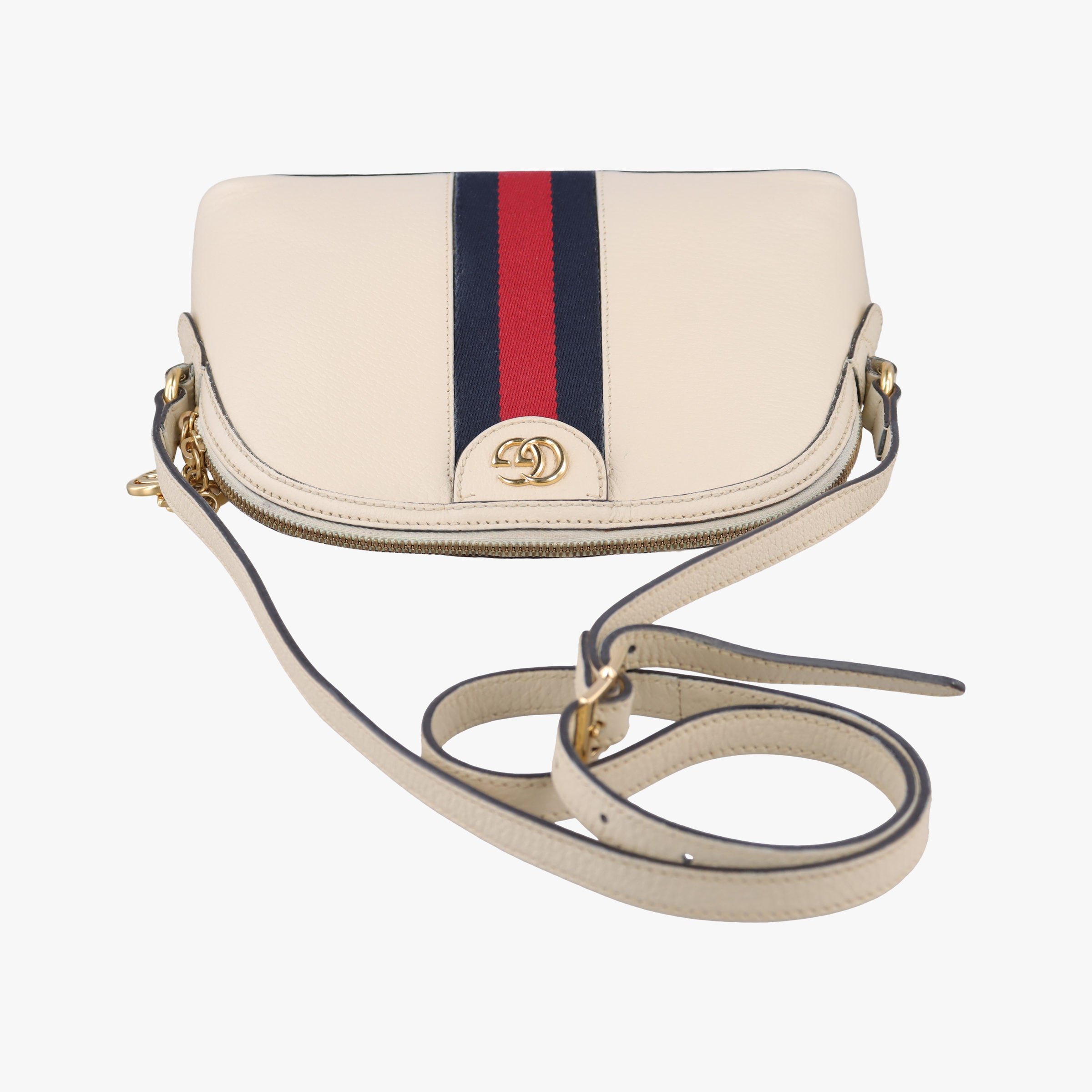 Pre-owned Gucci Ophidia White×Navy×Red Leather 499621 shoulderbag | stylenewstar