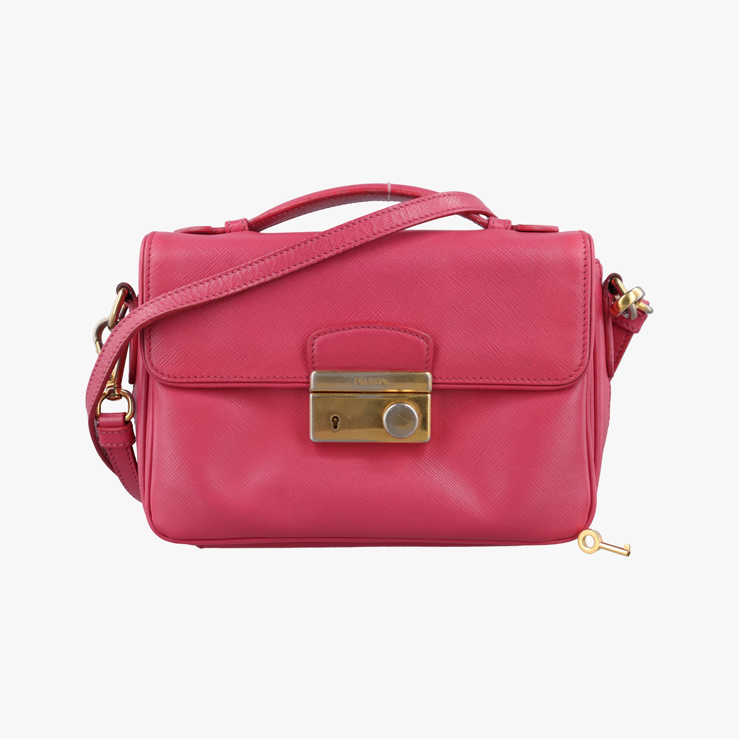 Pre-owned Prada Sound Satchel Pink SAFFIANO Leather BT0960 shoulderbag | stylenewstar