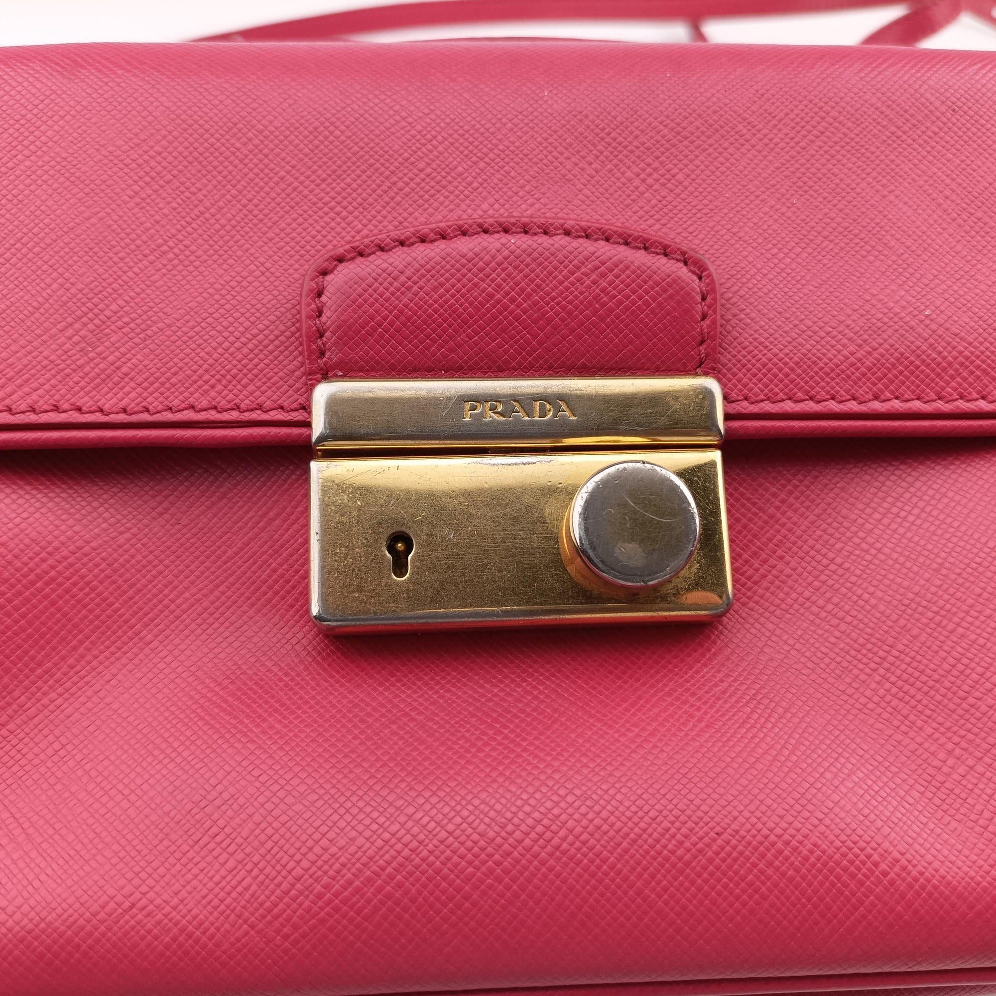 Pre-owned Prada Sound Satchel Pink SAFFIANO Leather BT0960 shoulderbag | stylenewstar