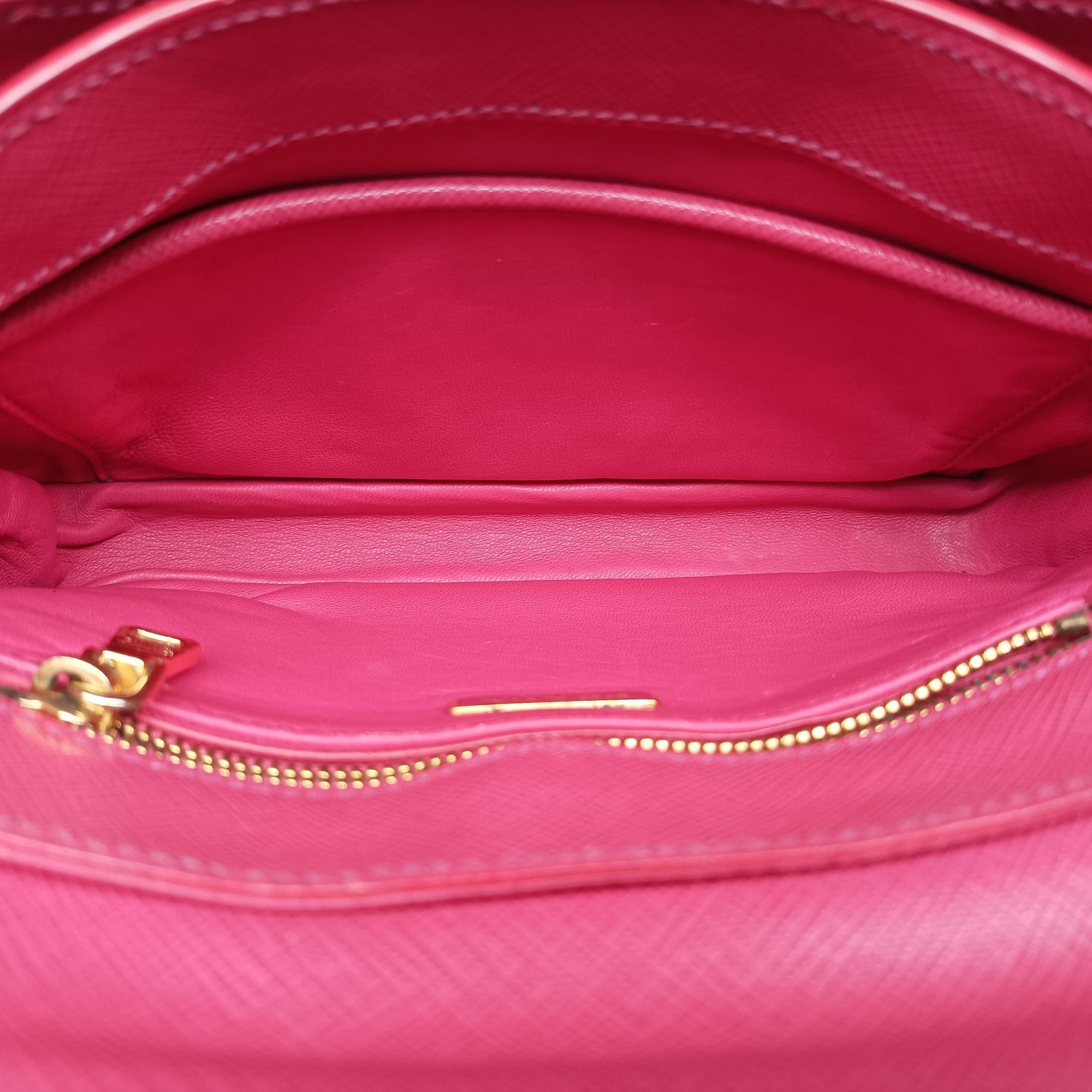 Pre-owned Prada Sound Satchel Pink SAFFIANO Leather BT0960 shoulderbag | stylenewstar