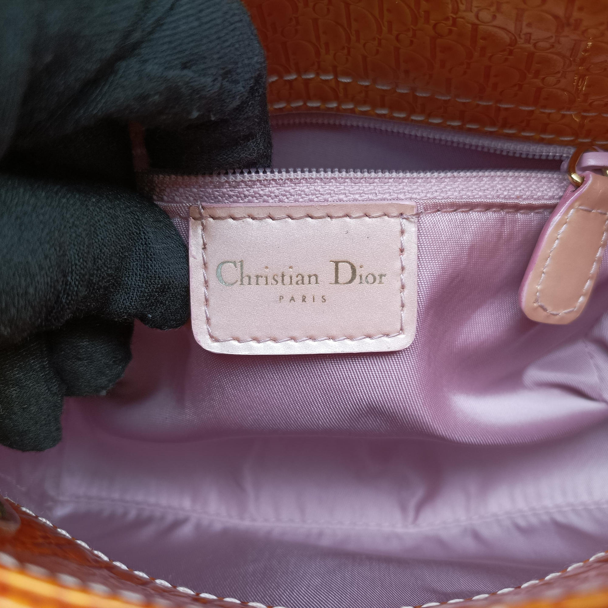 Pre-owned Christian Dior Lady Dior Mini Bag Yellow patent  handbag | stylenewstar