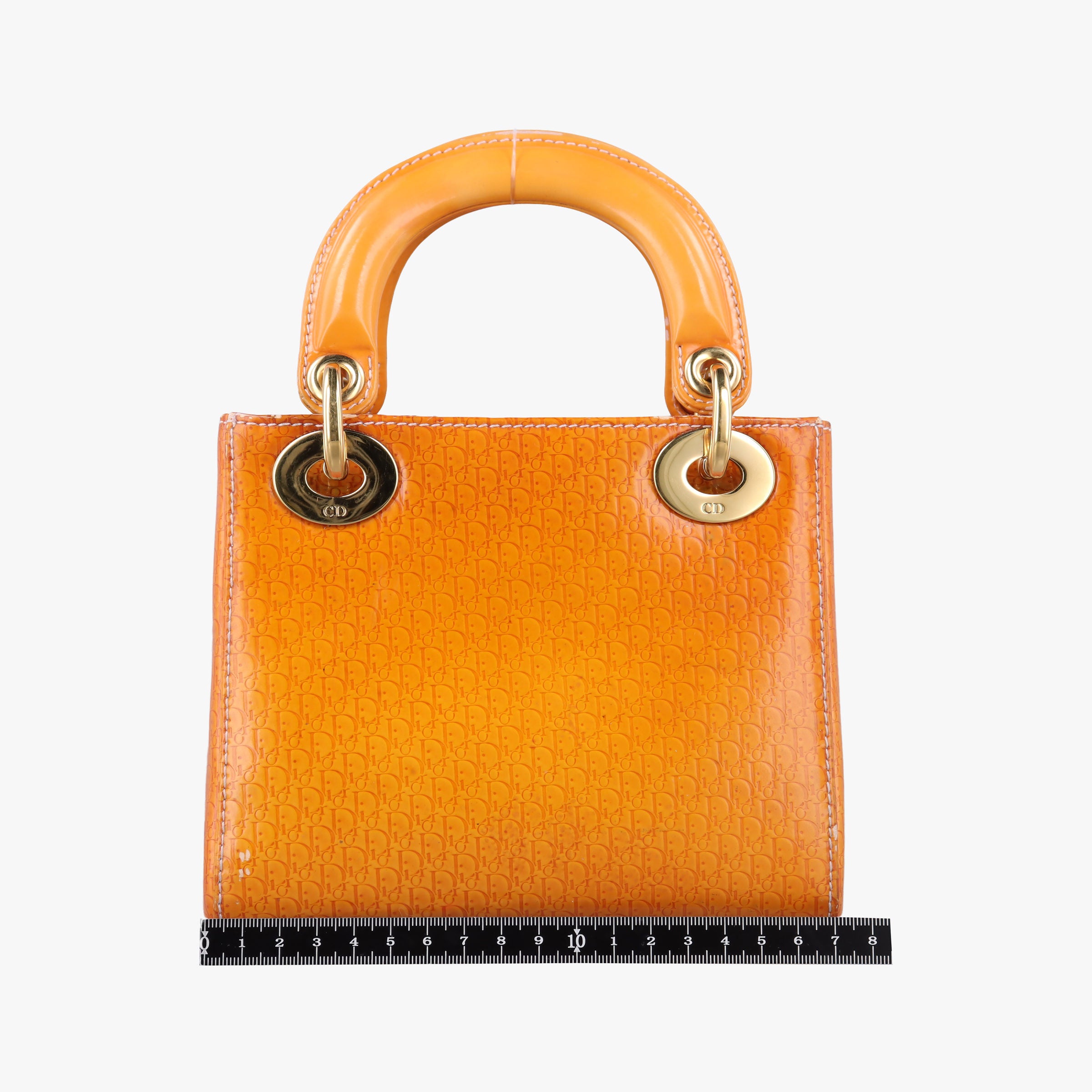 Pre-owned Christian Dior Lady Dior Mini Bag Yellow patent  handbag | stylenewstar