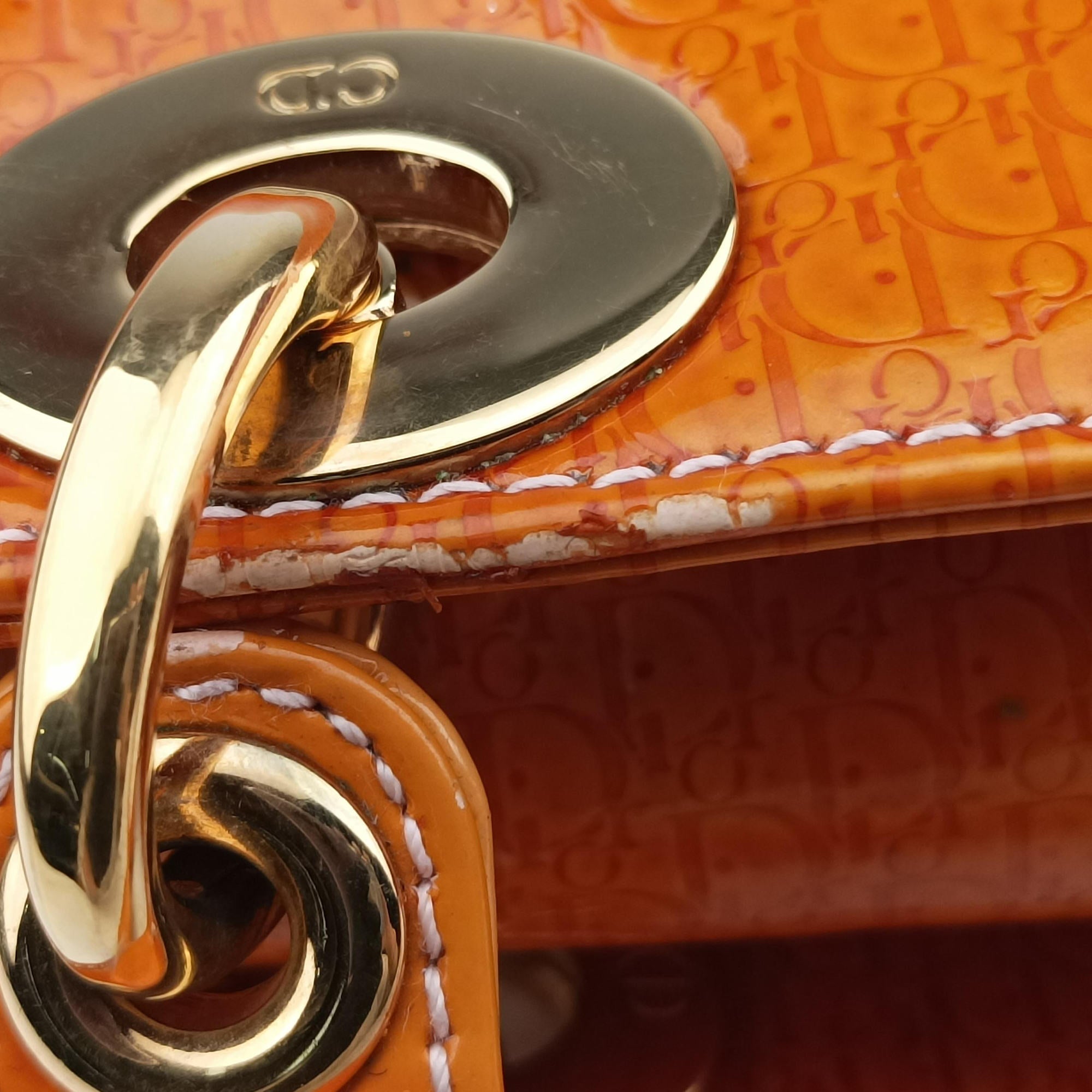 Pre-owned Christian Dior Lady Dior Mini Bag Yellow patent  handbag | stylenewstar