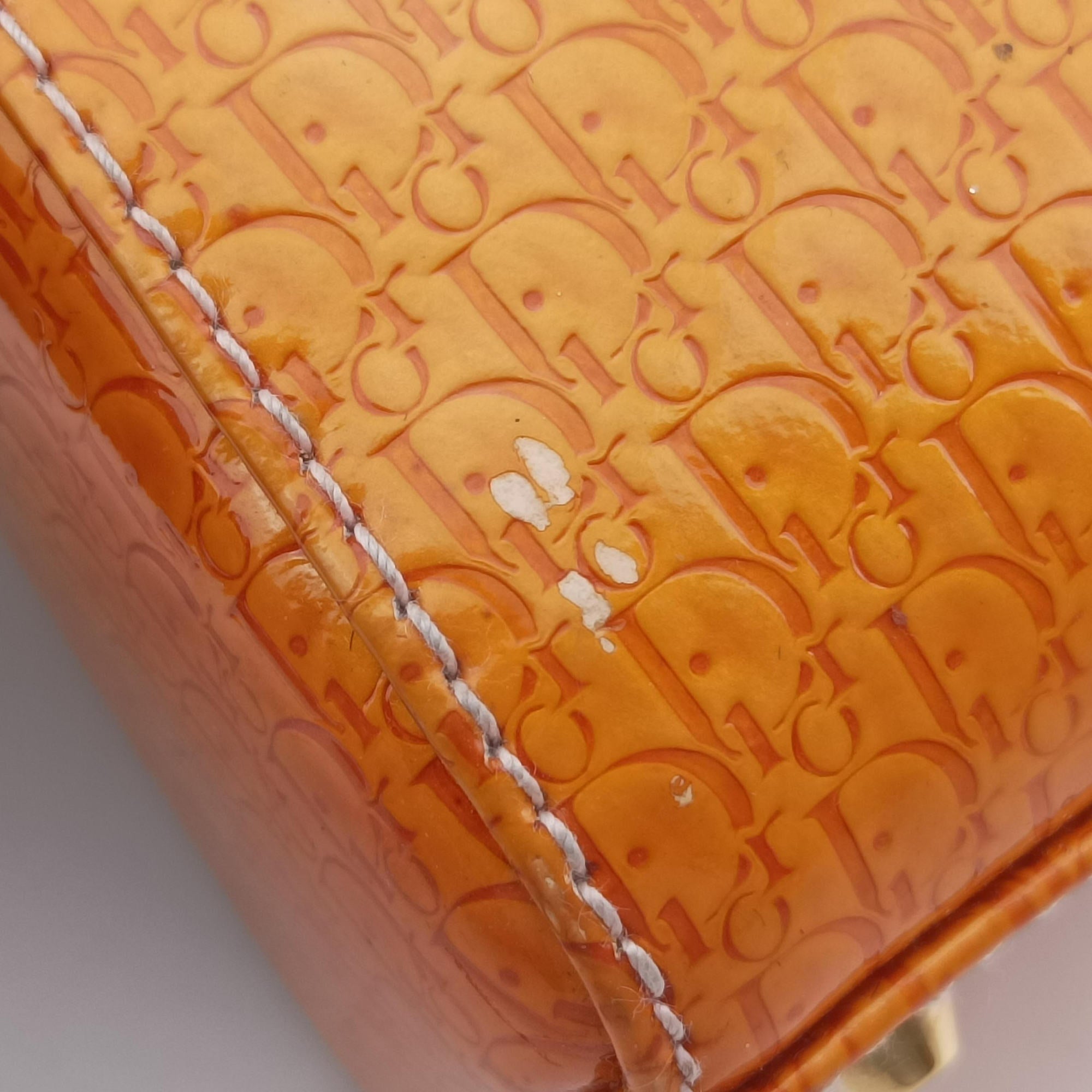 Pre-owned Christian Dior Lady Dior Mini Bag Yellow patent  handbag | stylenewstar