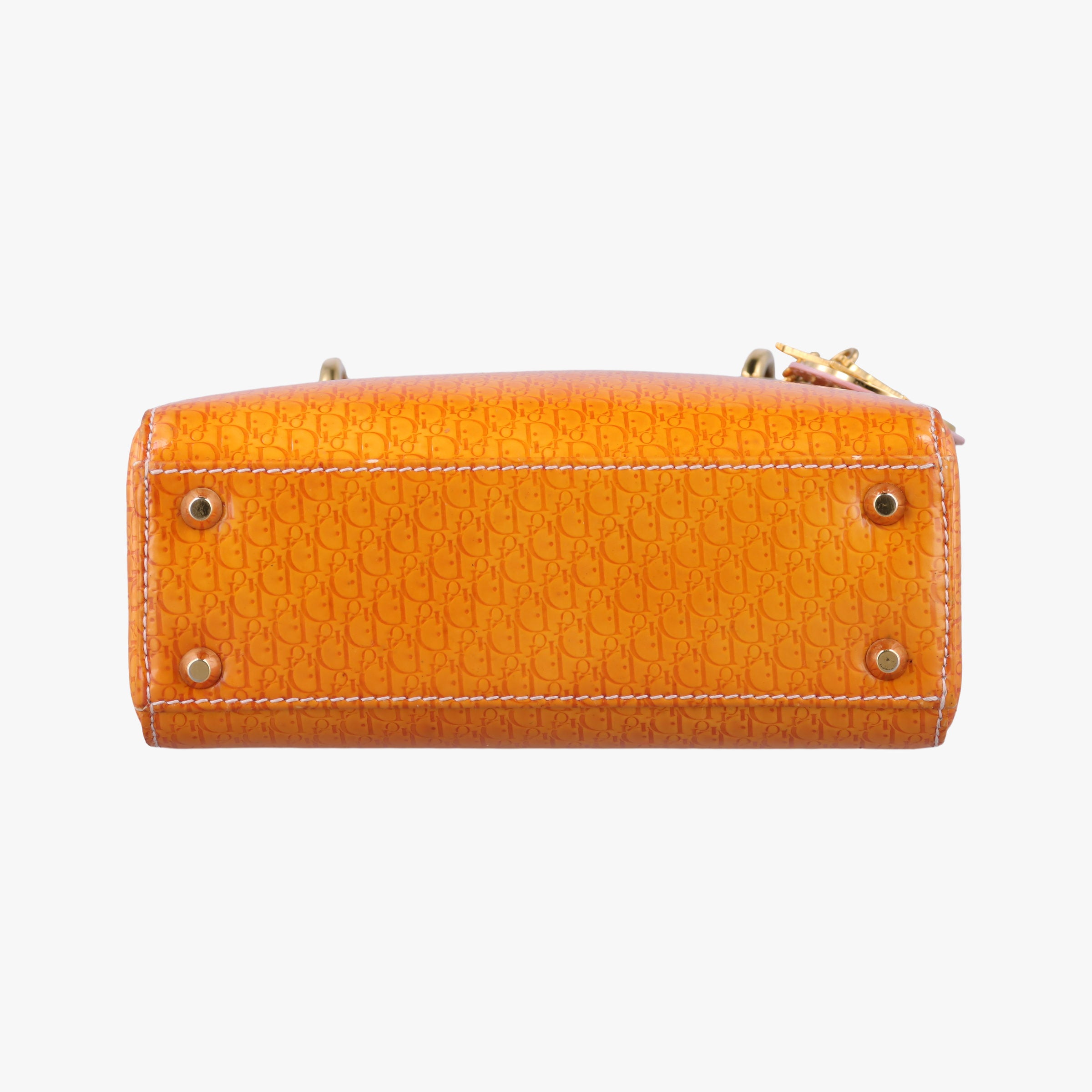 Pre-owned Christian Dior Lady Dior Mini Bag Yellow patent  handbag | stylenewstar