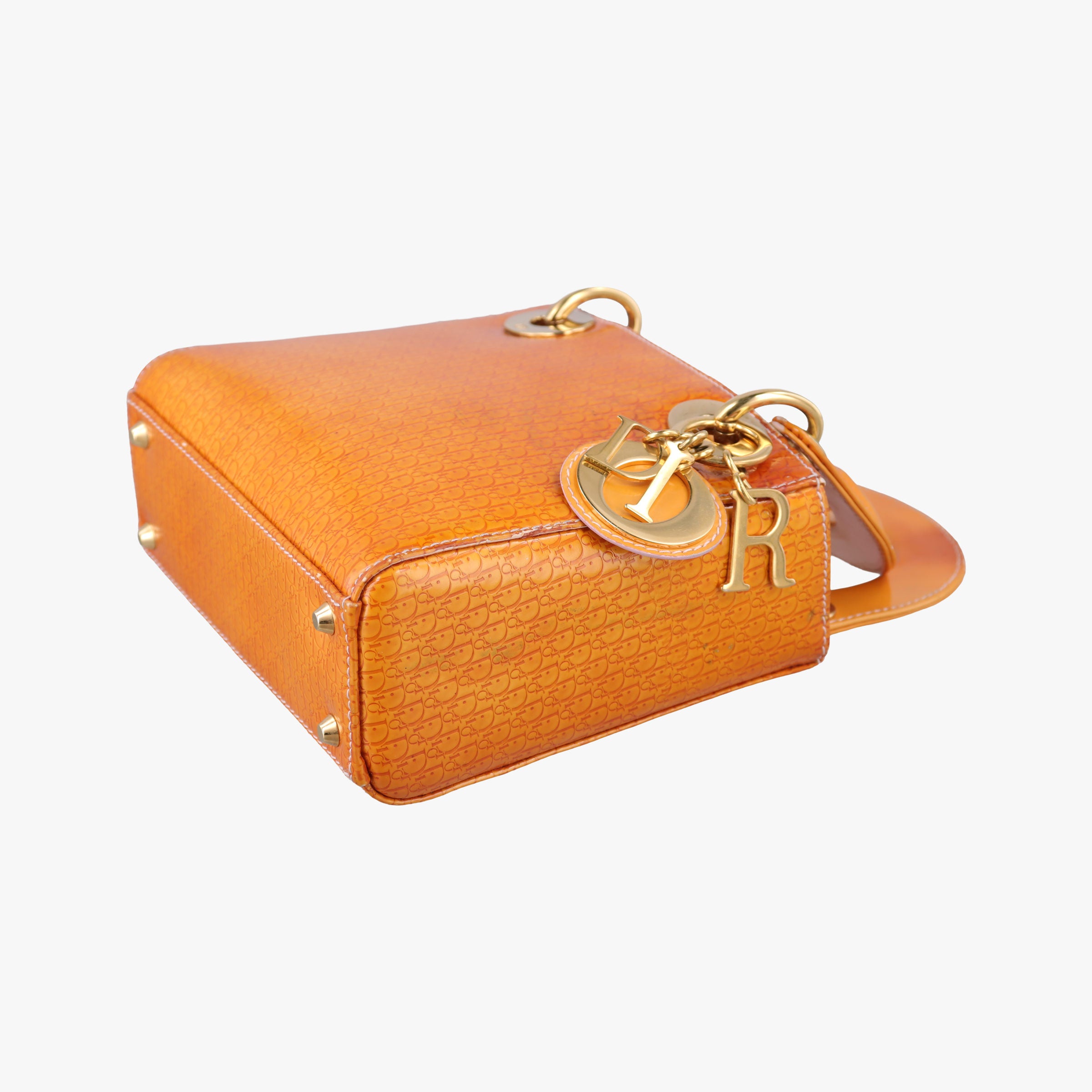 Pre-owned Christian Dior Lady Dior Mini Bag Yellow patent  handbag | stylenewstar
