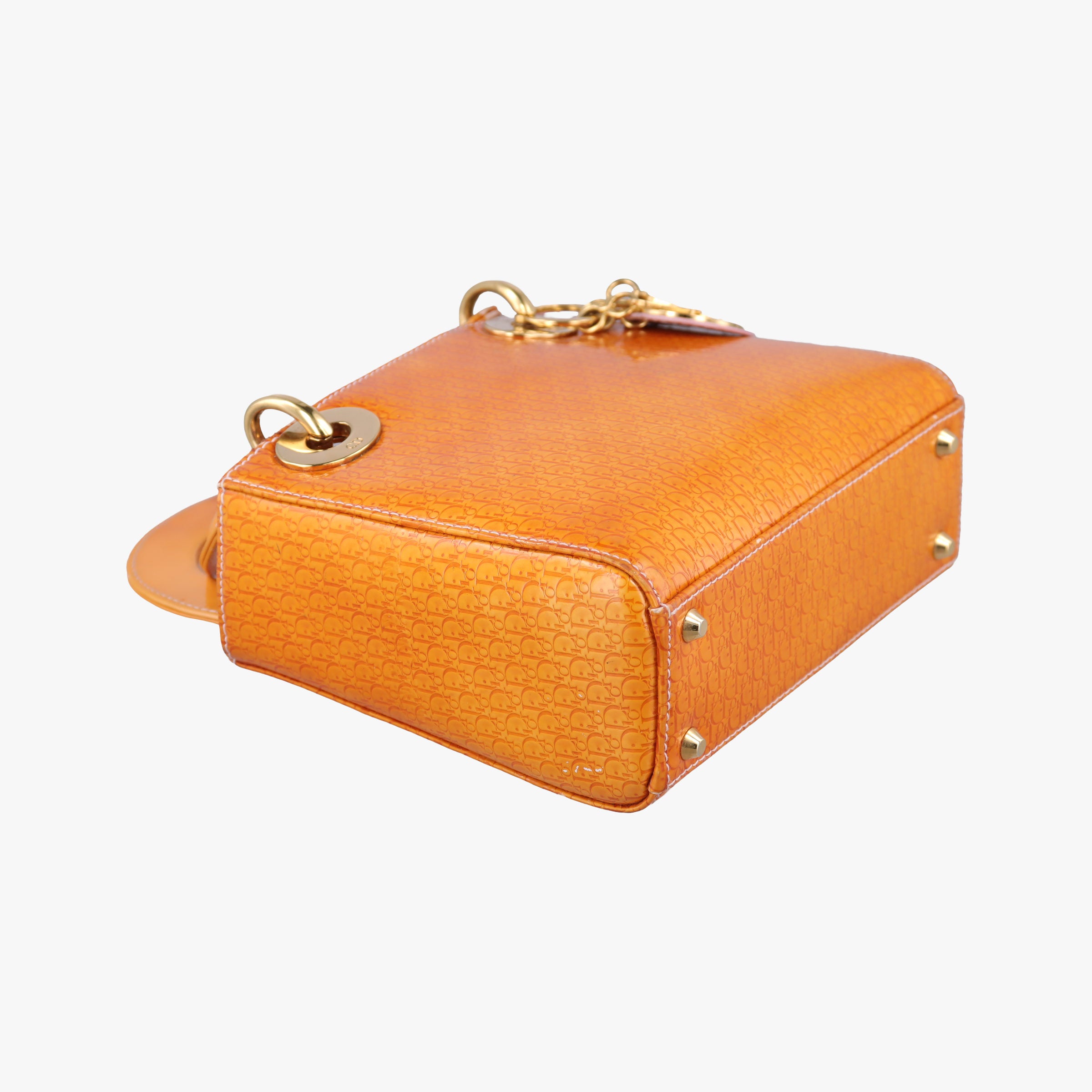 Pre-owned Christian Dior Lady Dior Mini Bag Yellow patent  handbag | stylenewstar