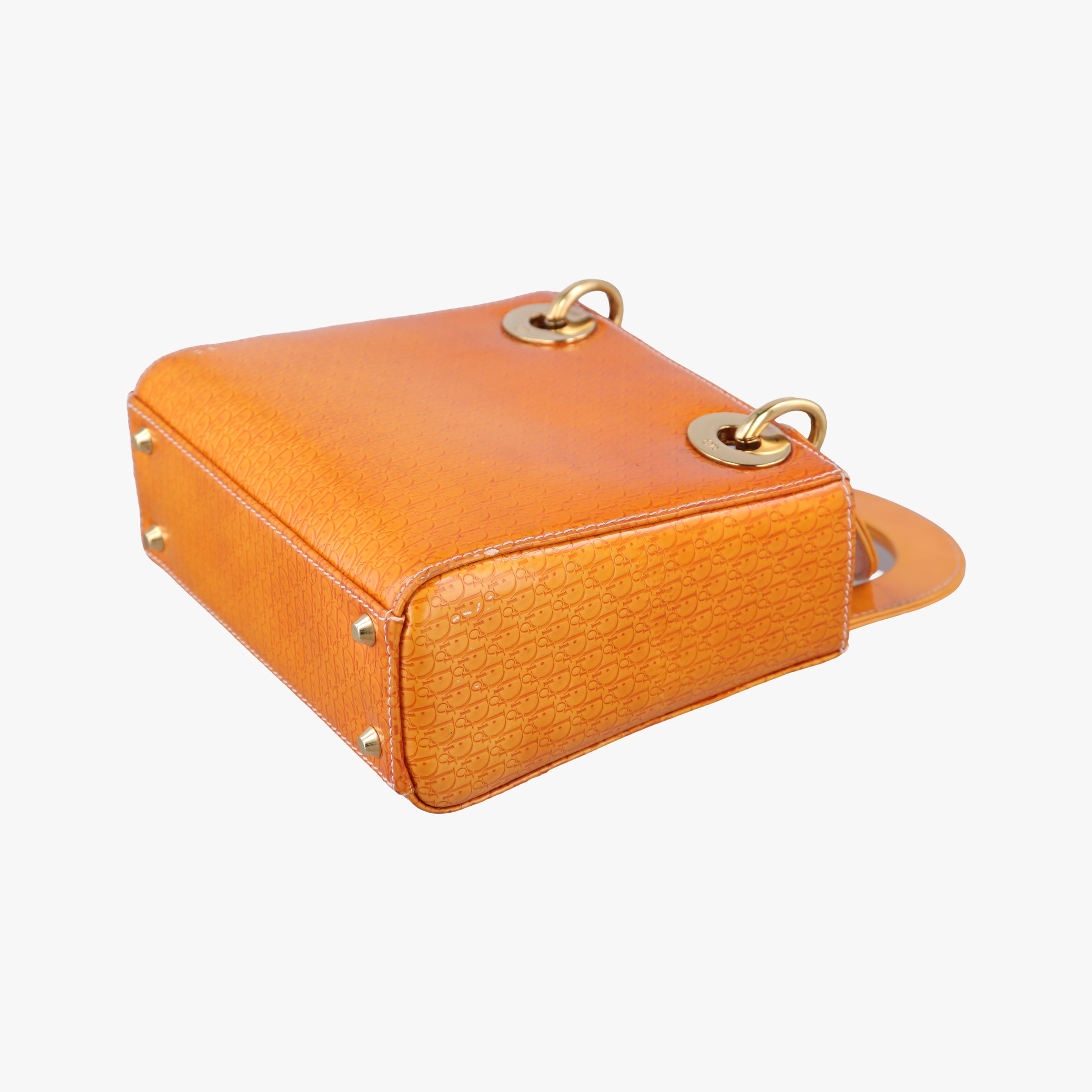 Pre-owned Christian Dior Lady Dior Mini Bag Yellow patent  handbag | stylenewstar