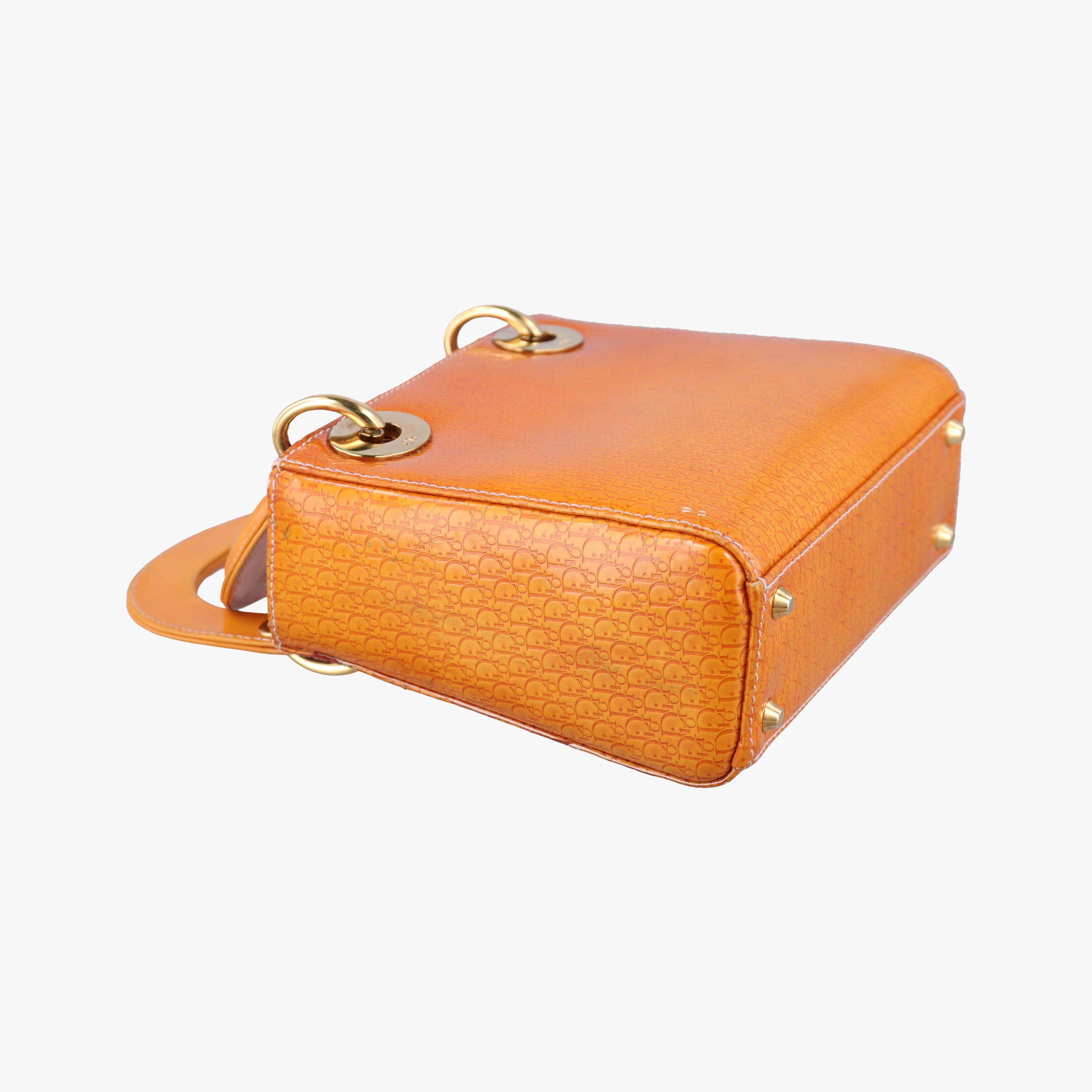 Pre-owned Christian Dior Lady Dior Mini Bag Yellow patent  handbag | stylenewstar