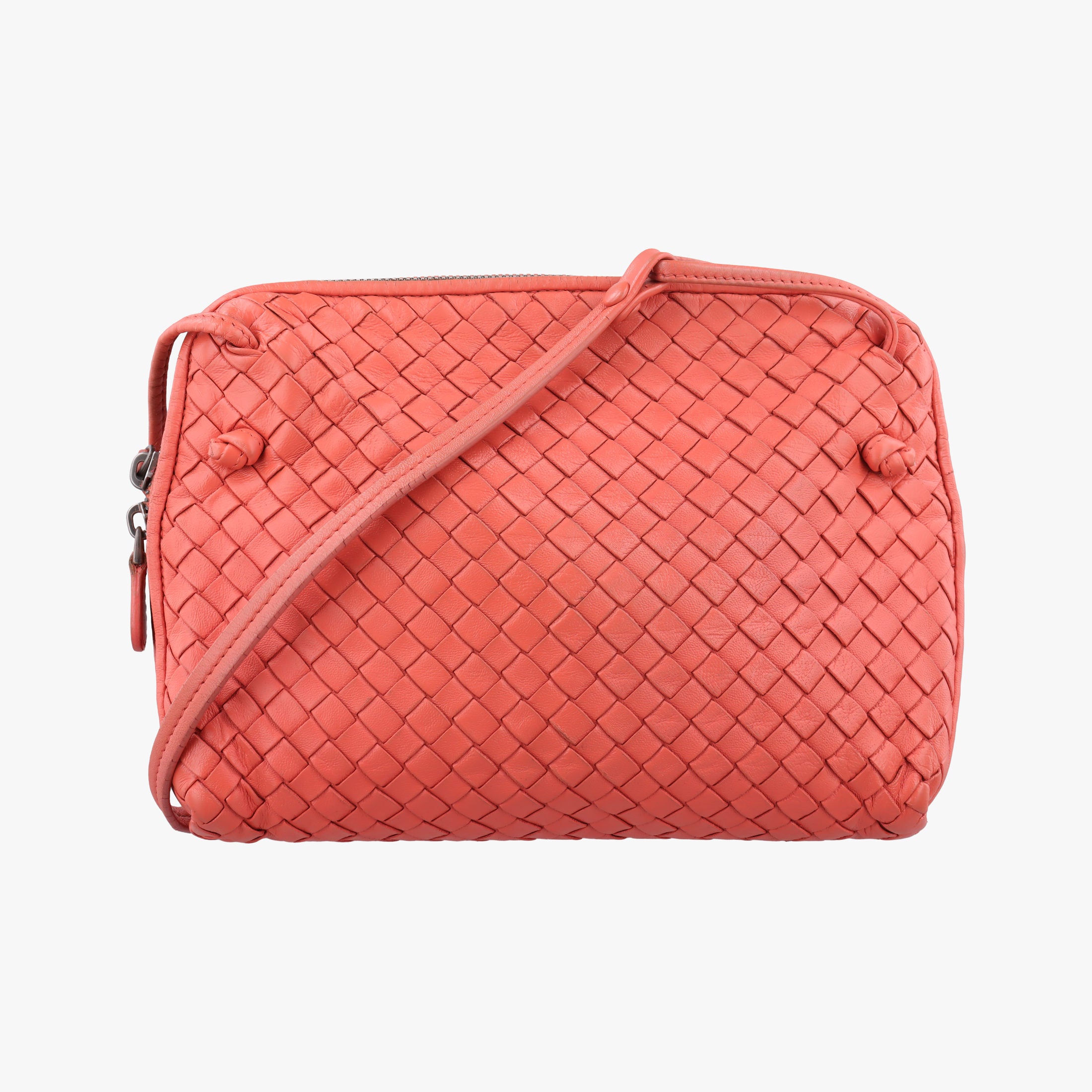 Pre-owned Bottega Veneta NODINI Intrecciato Red lambskin  shoulderbag | stylenewstar
