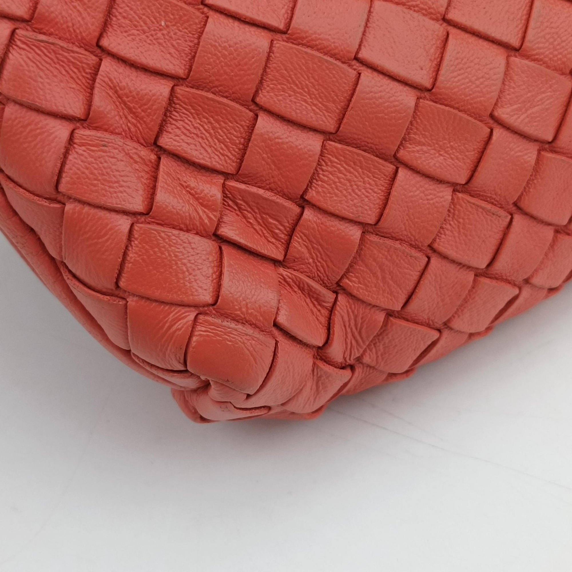 Pre-owned Bottega Veneta NODINI Intrecciato Red lambskin  shoulderbag | stylenewstar
