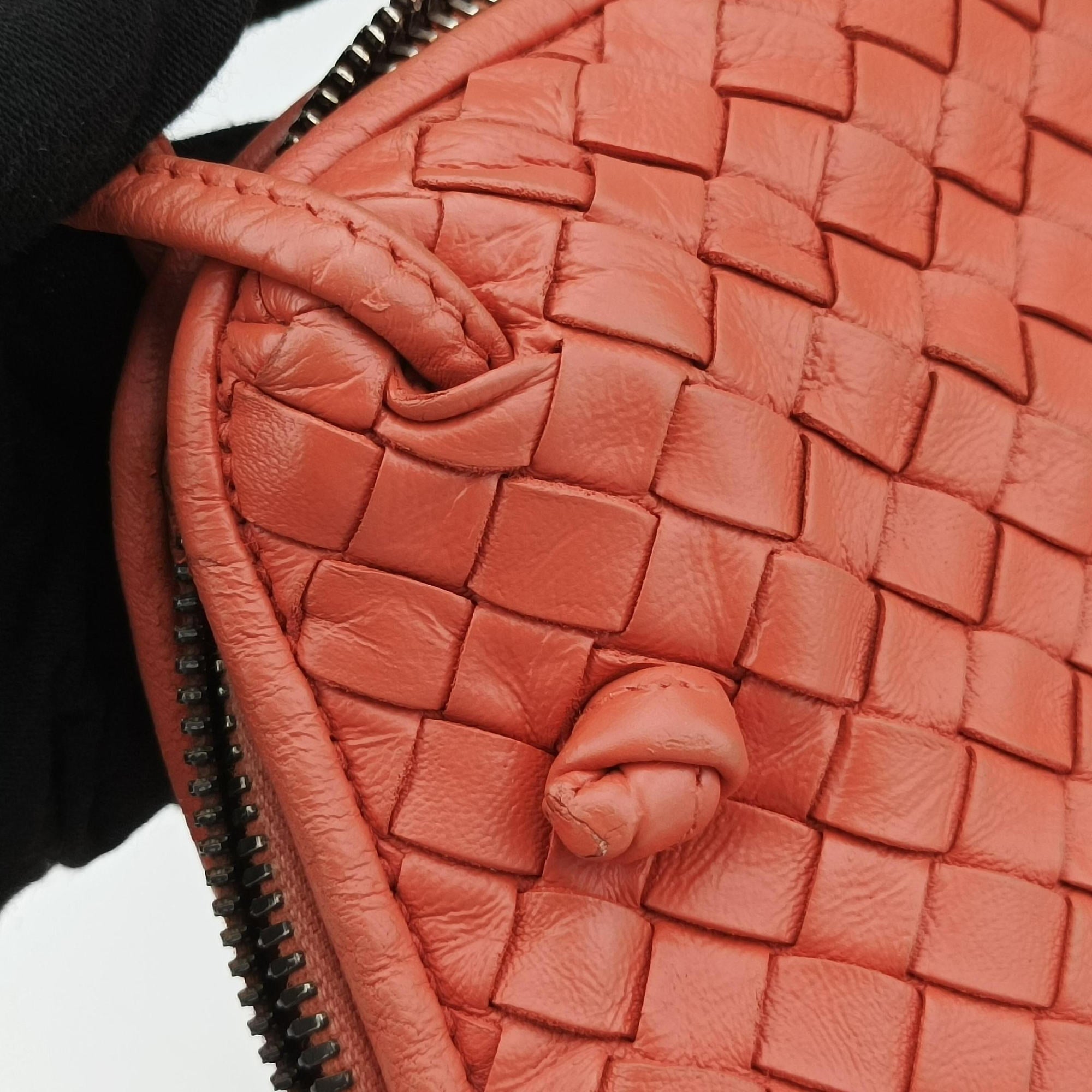 Pre-owned Bottega Veneta NODINI Intrecciato Red lambskin  shoulderbag | stylenewstar