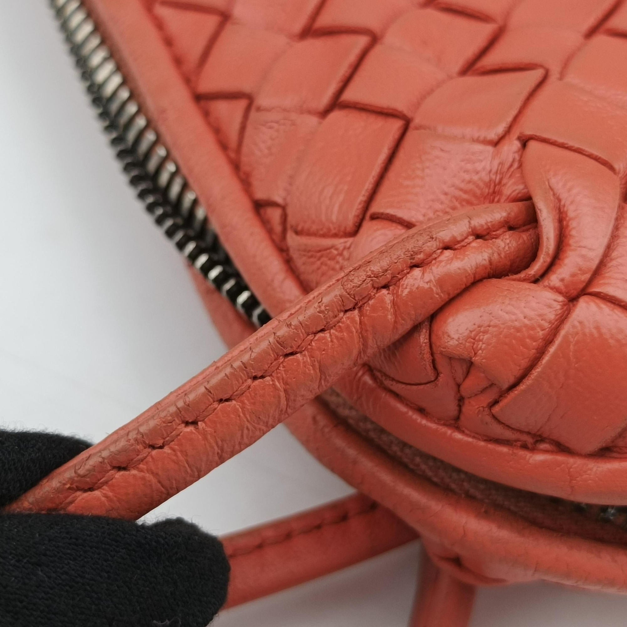 Pre-owned Bottega Veneta NODINI Intrecciato Red lambskin  shoulderbag | stylenewstar
