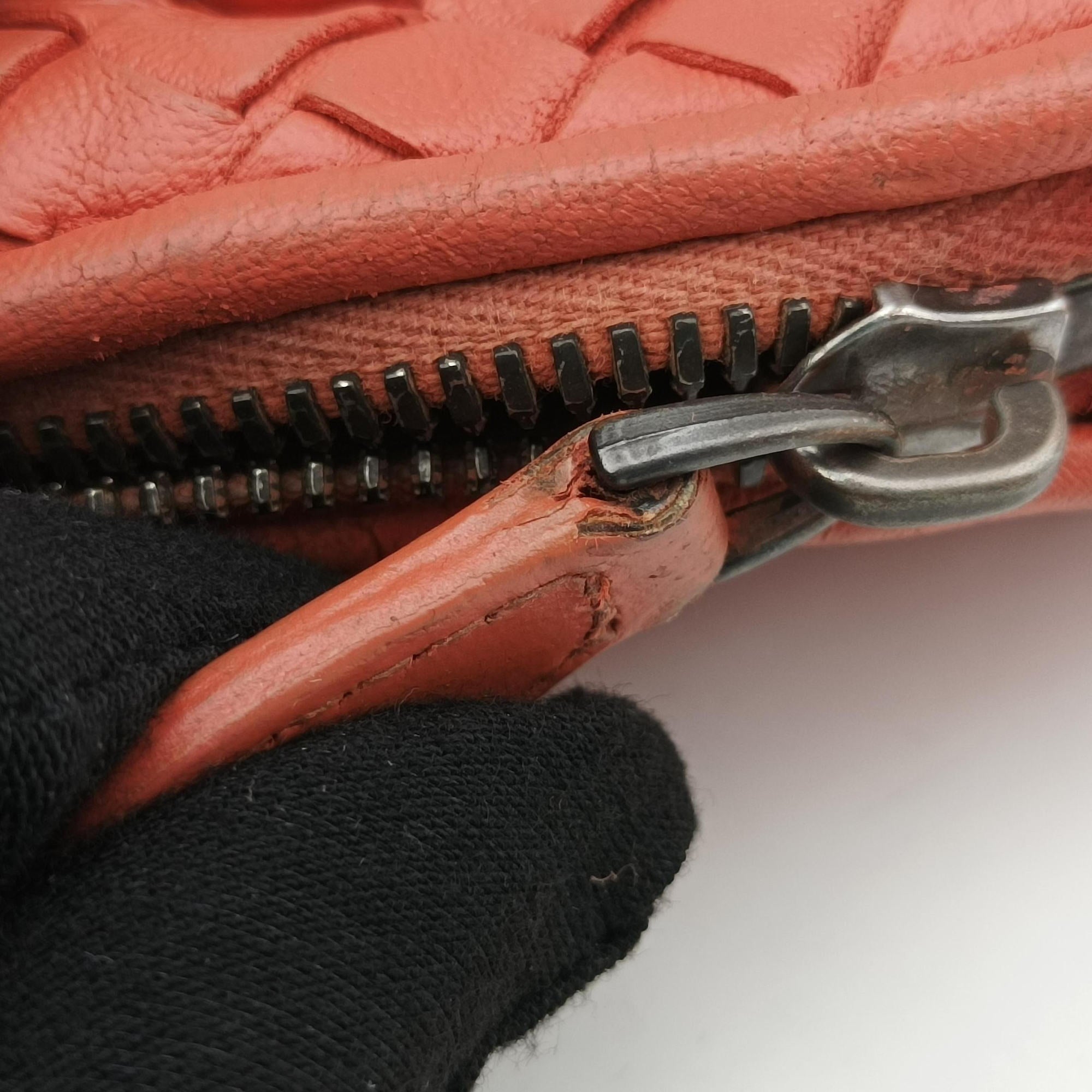 Pre-owned Bottega Veneta NODINI Intrecciato Red lambskin  shoulderbag | stylenewstar