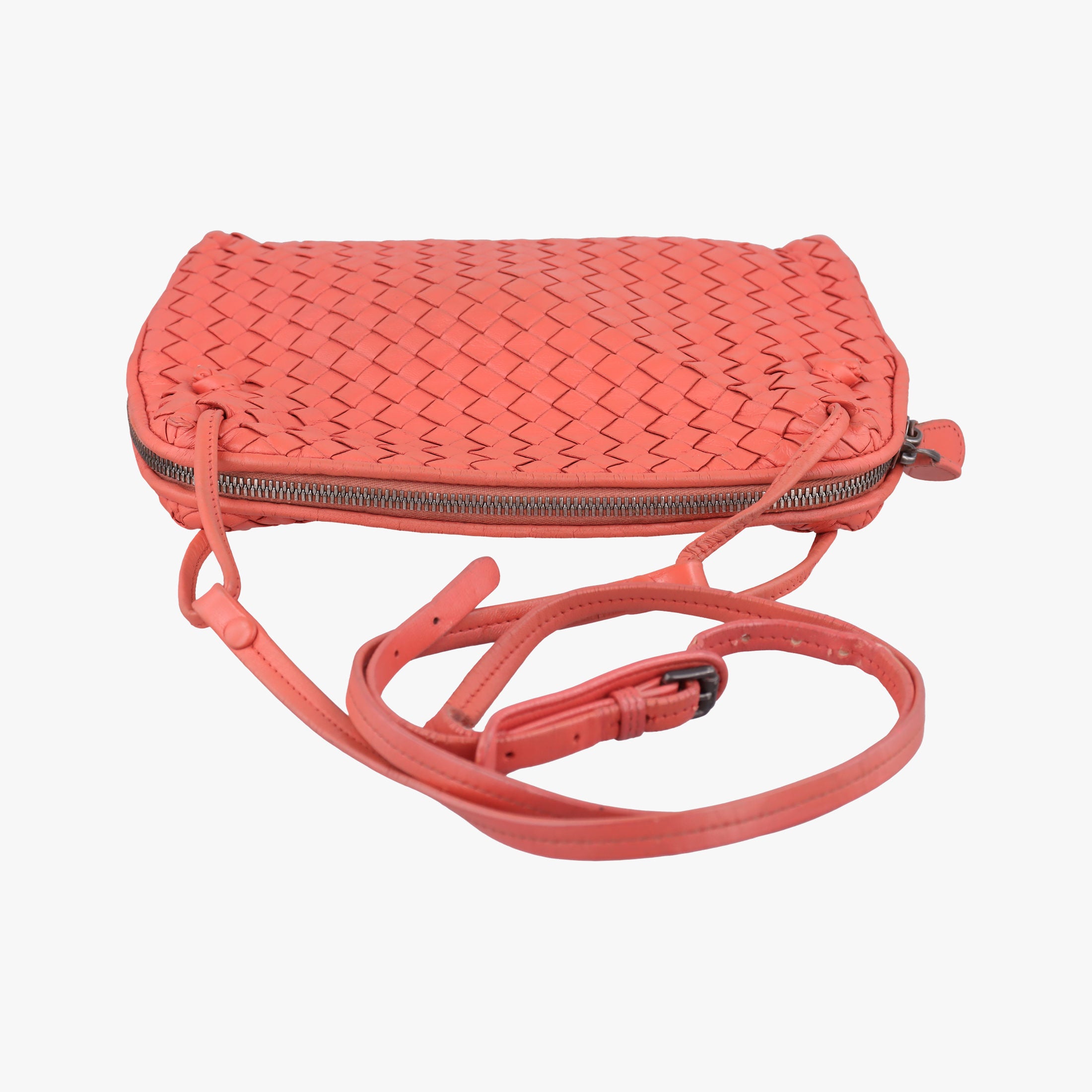 Pre-owned Bottega Veneta NODINI Intrecciato Red lambskin  shoulderbag | stylenewstar