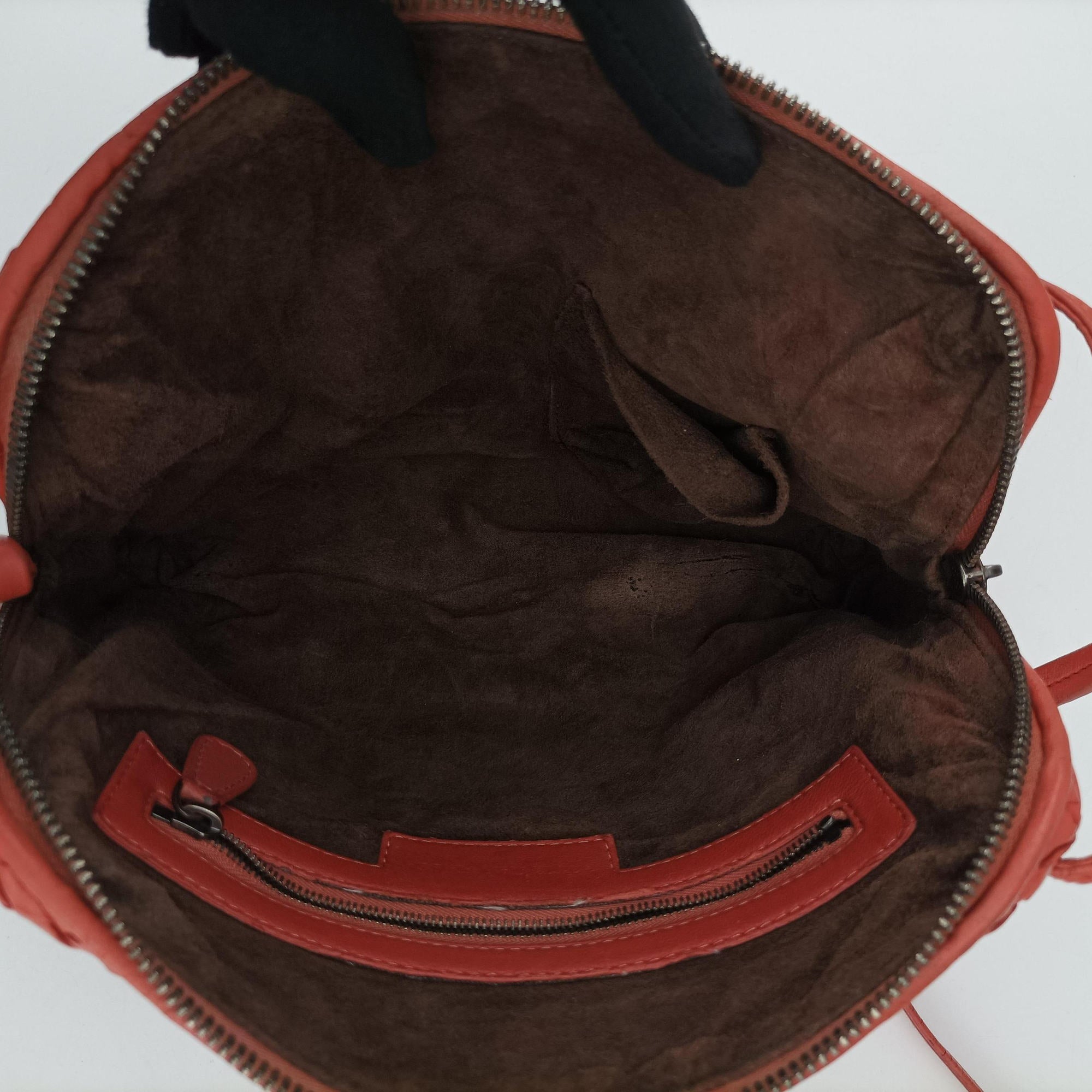 Pre-owned Bottega Veneta NODINI Intrecciato Red lambskin  shoulderbag | stylenewstar
