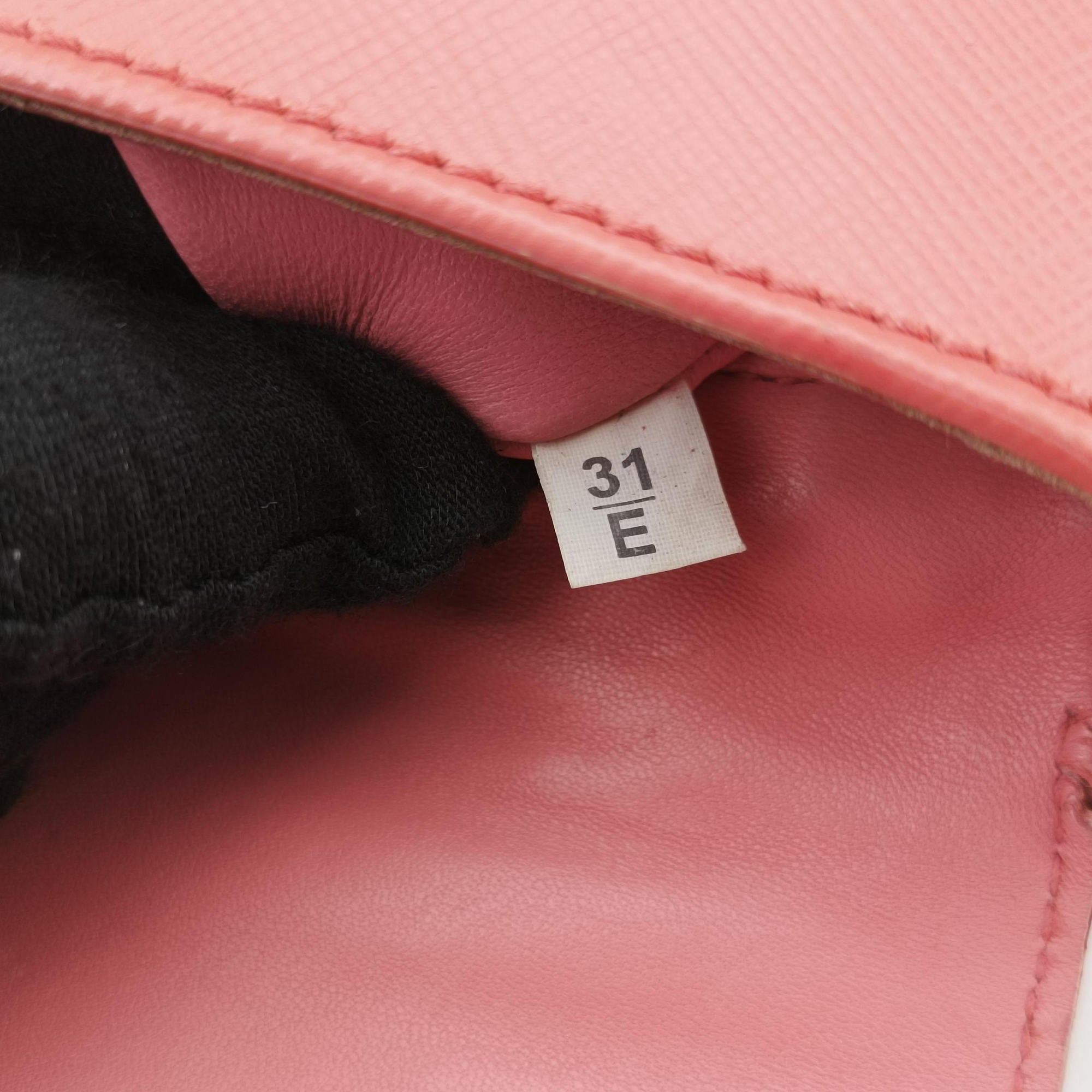 Vintage Prada lock Fuoco Sound Top Handle Pink orange SAFFIANO Leather BT0963 shoulderbag | stylenewstar