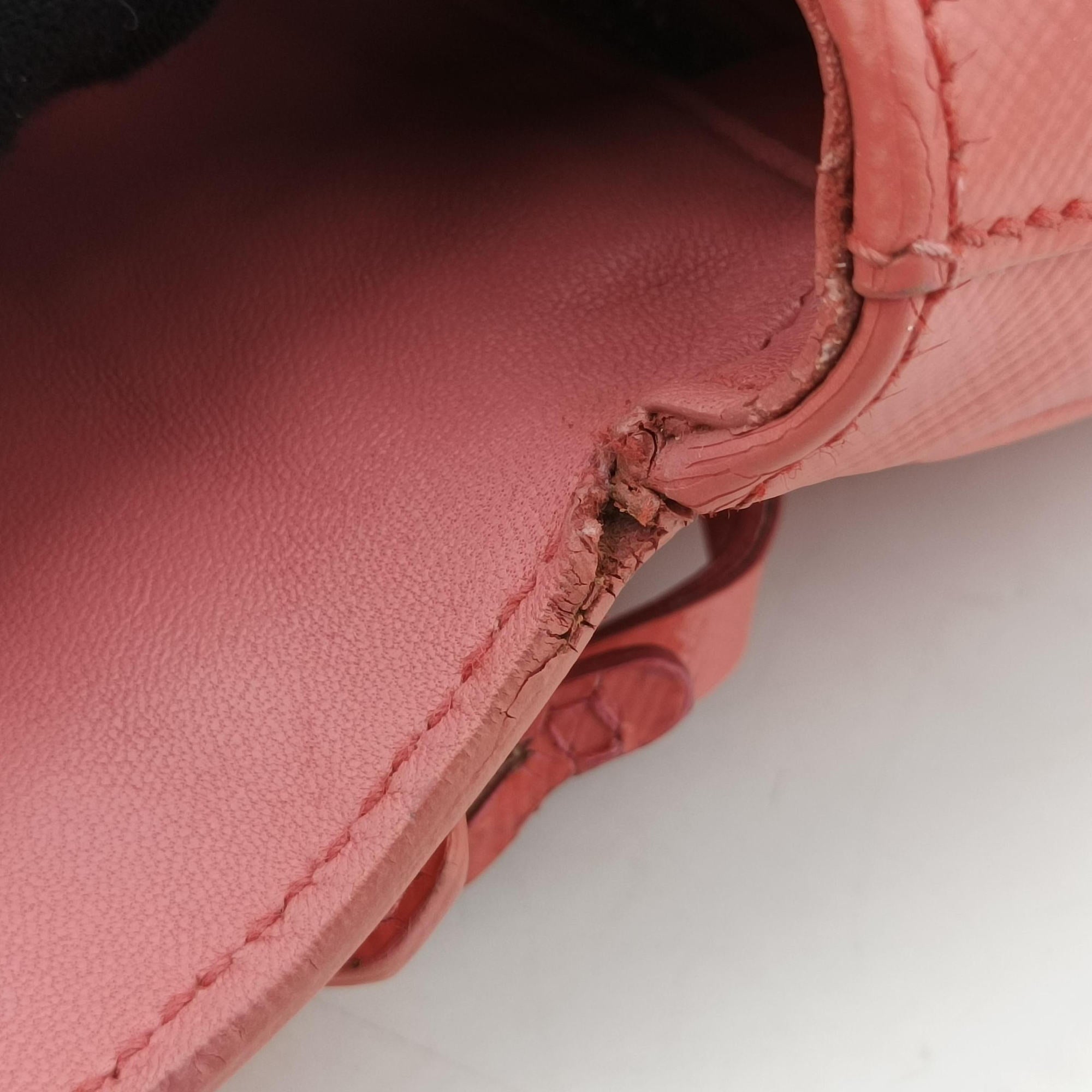 Vintage Prada lock Fuoco Sound Top Handle Pink orange SAFFIANO Leather BT0963 shoulderbag | stylenewstar