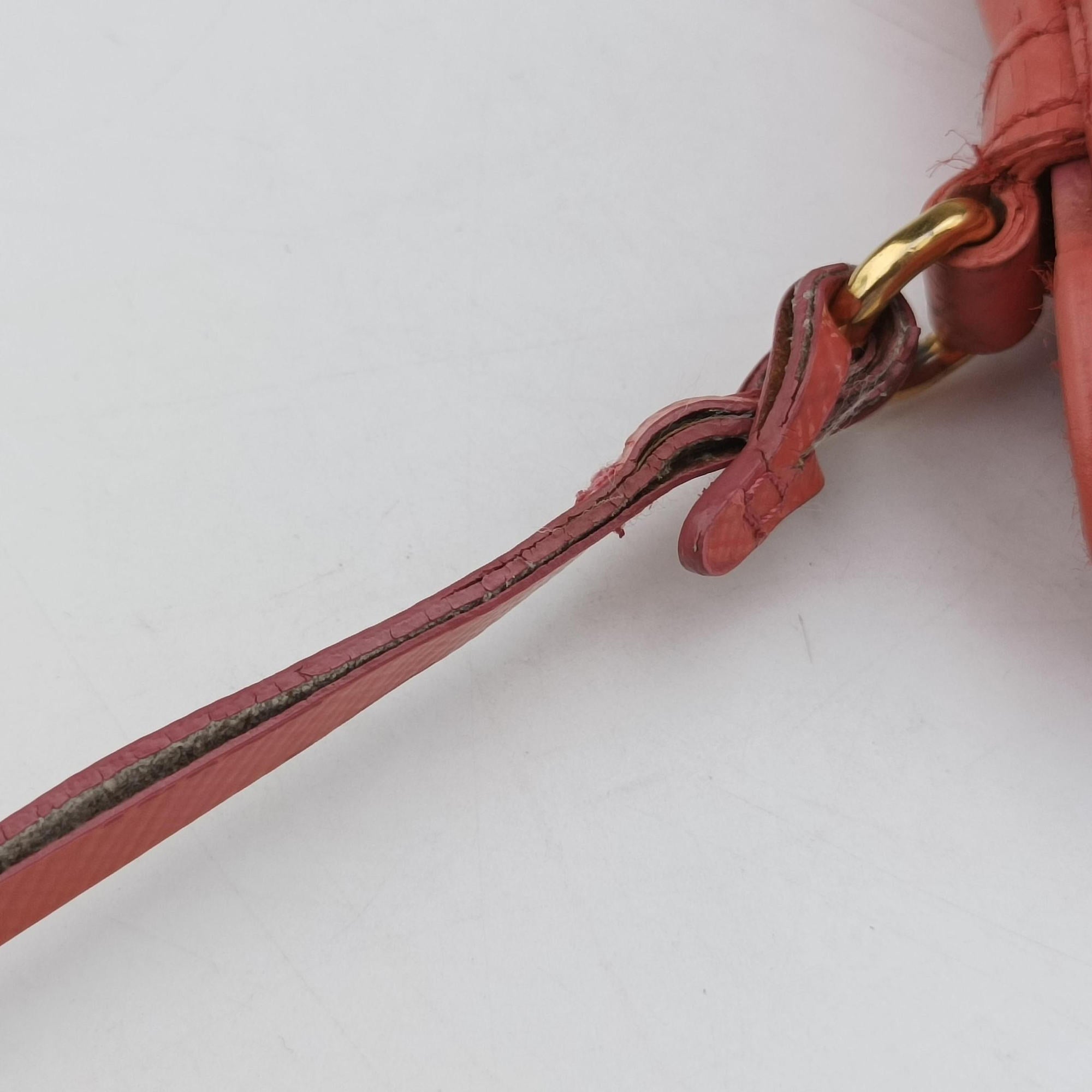 Vintage Prada lock Fuoco Sound Top Handle Pink orange SAFFIANO Leather BT0963 shoulderbag | stylenewstar