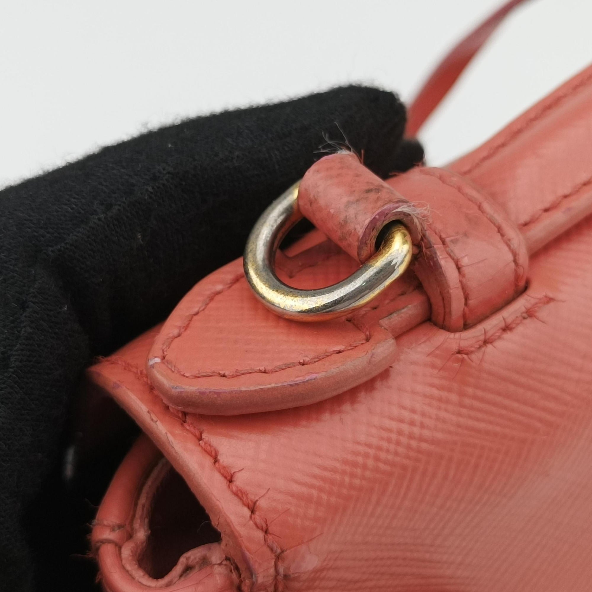 Vintage Prada lock Fuoco Sound Top Handle Pink orange SAFFIANO Leather BT0963 shoulderbag | stylenewstar