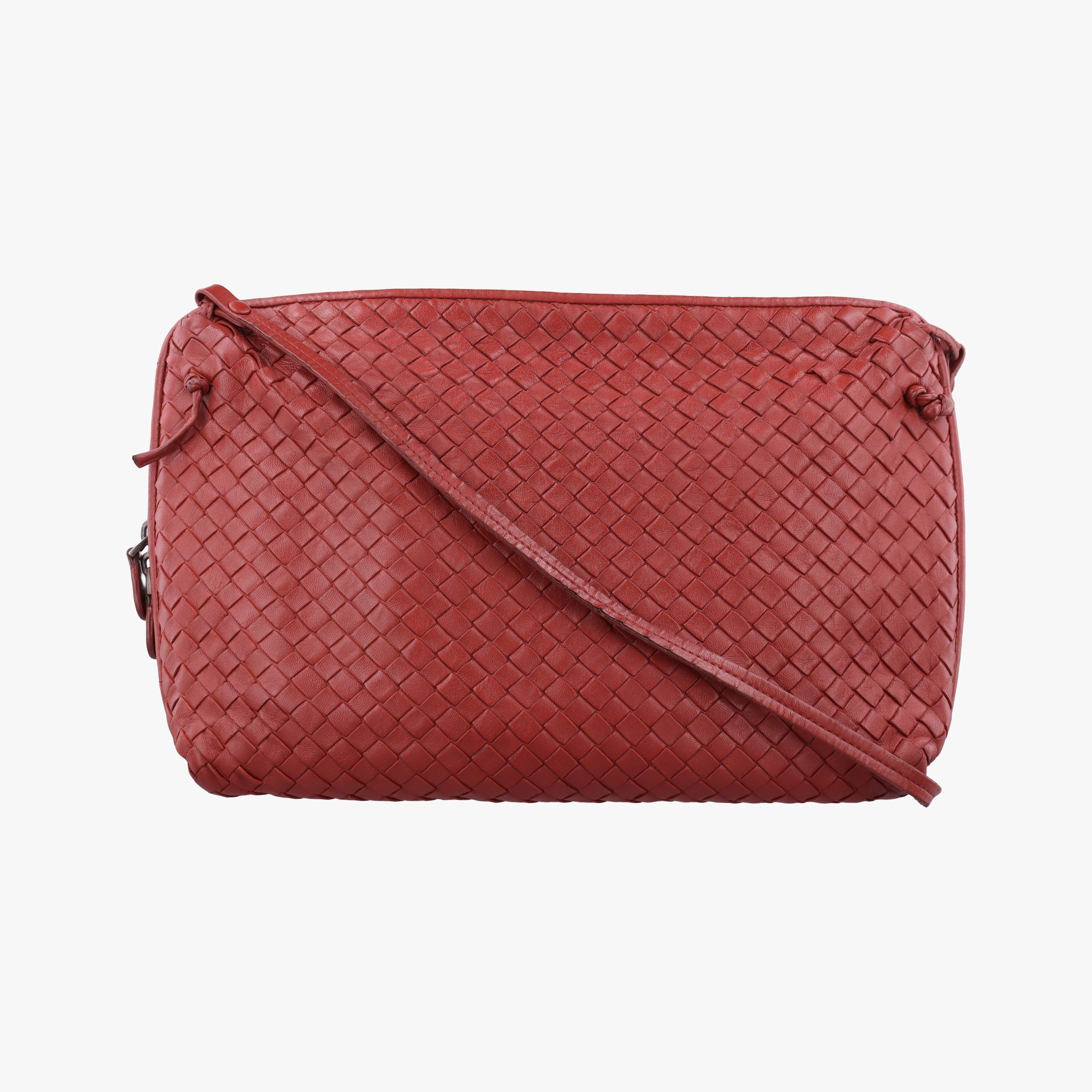 Vintage Bottega Veneta NODINI Intrecciato Red lambskin  shoulderbag | stylenewstar