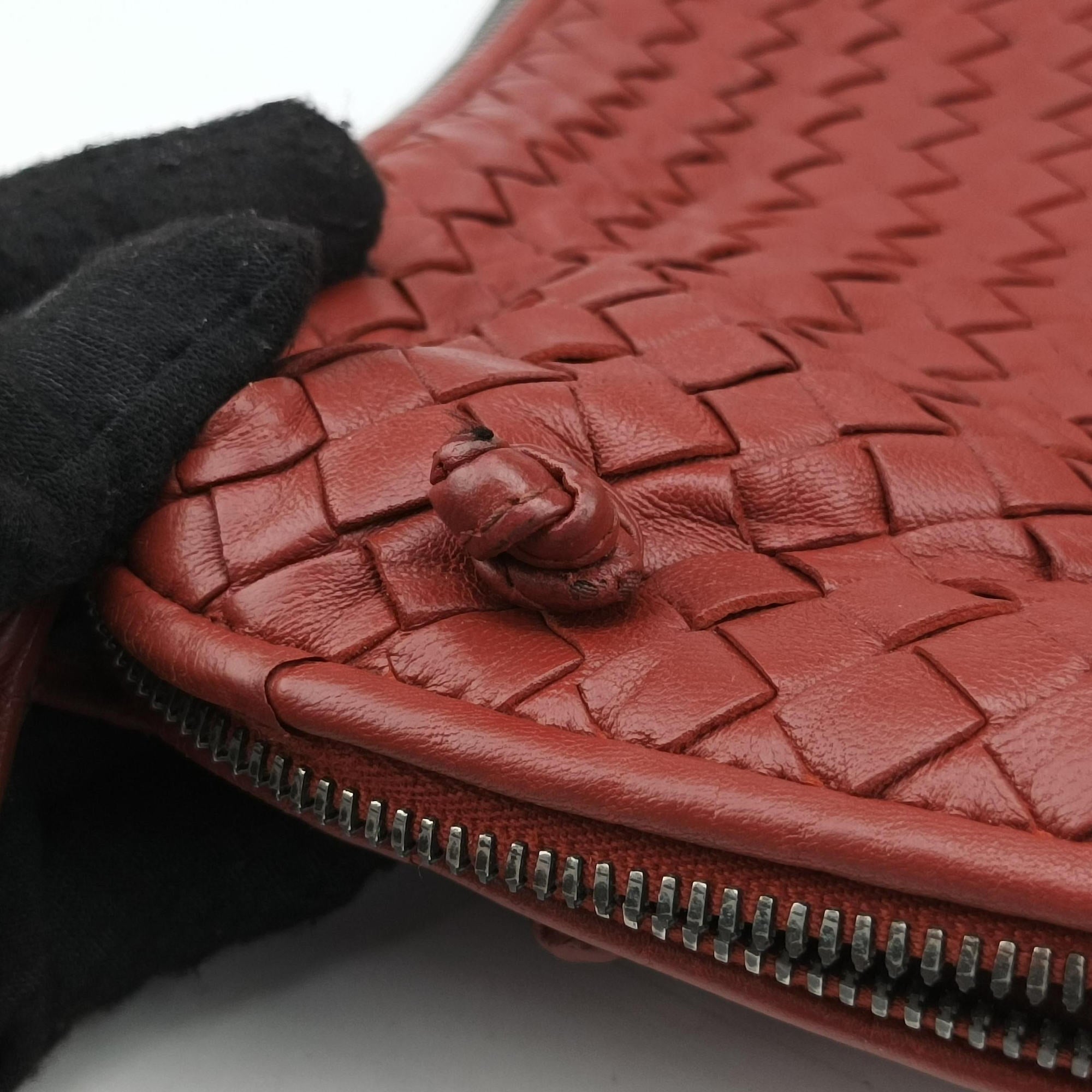 Vintage Bottega Veneta NODINI Intrecciato Red lambskin  shoulderbag | stylenewstar