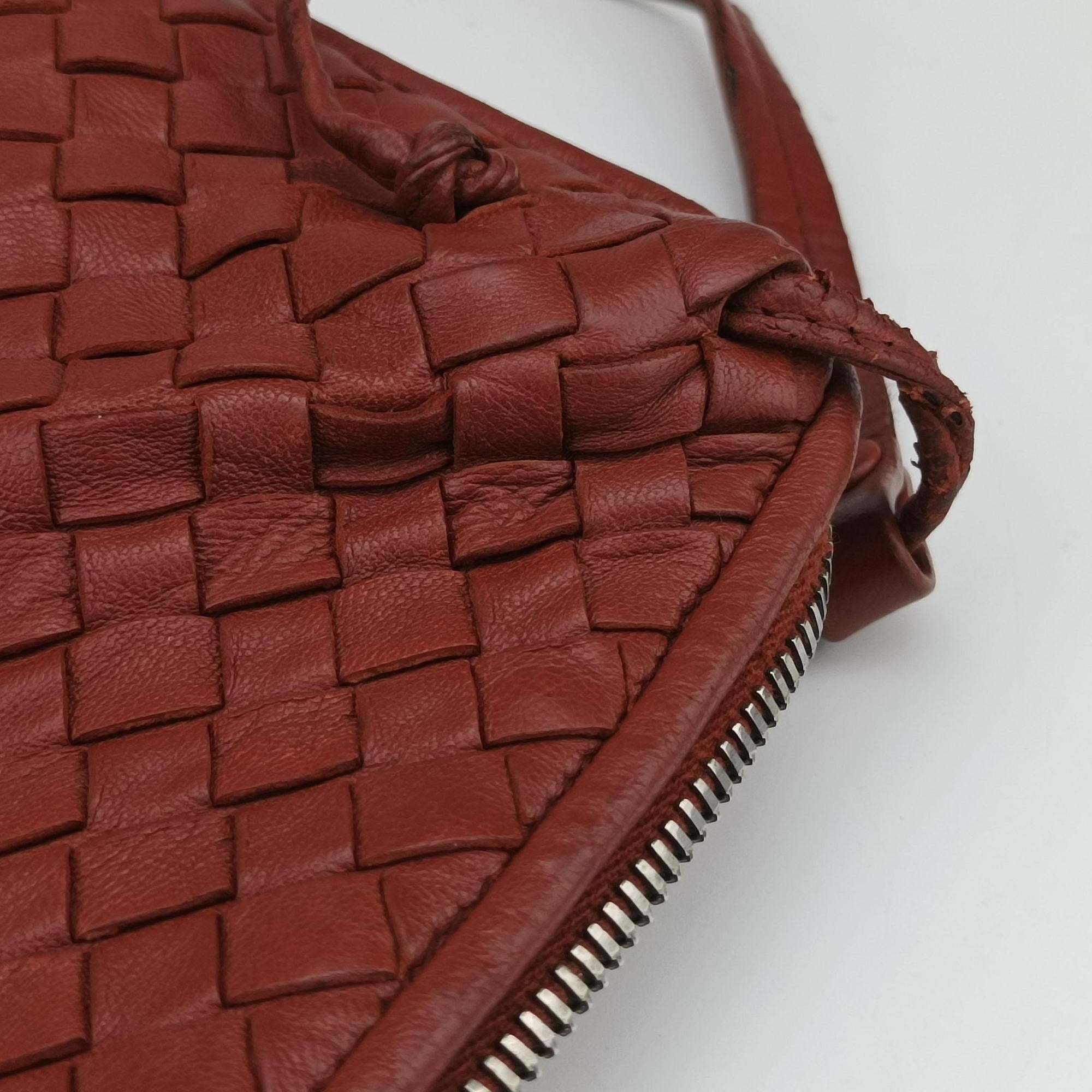 Vintage Bottega Veneta NODINI Intrecciato Red lambskin  shoulderbag | stylenewstar