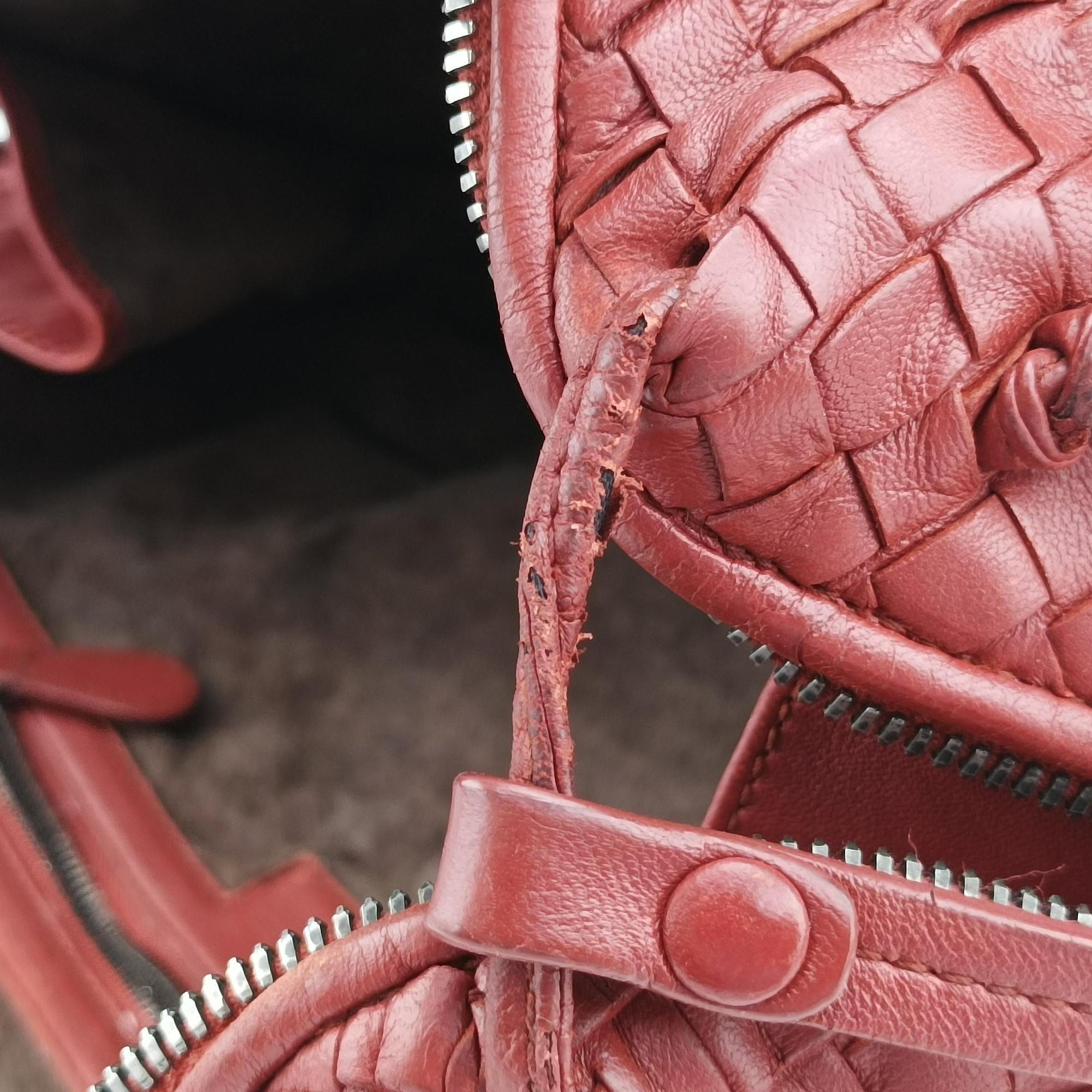 Vintage Bottega Veneta NODINI Intrecciato Red lambskin  shoulderbag | stylenewstar